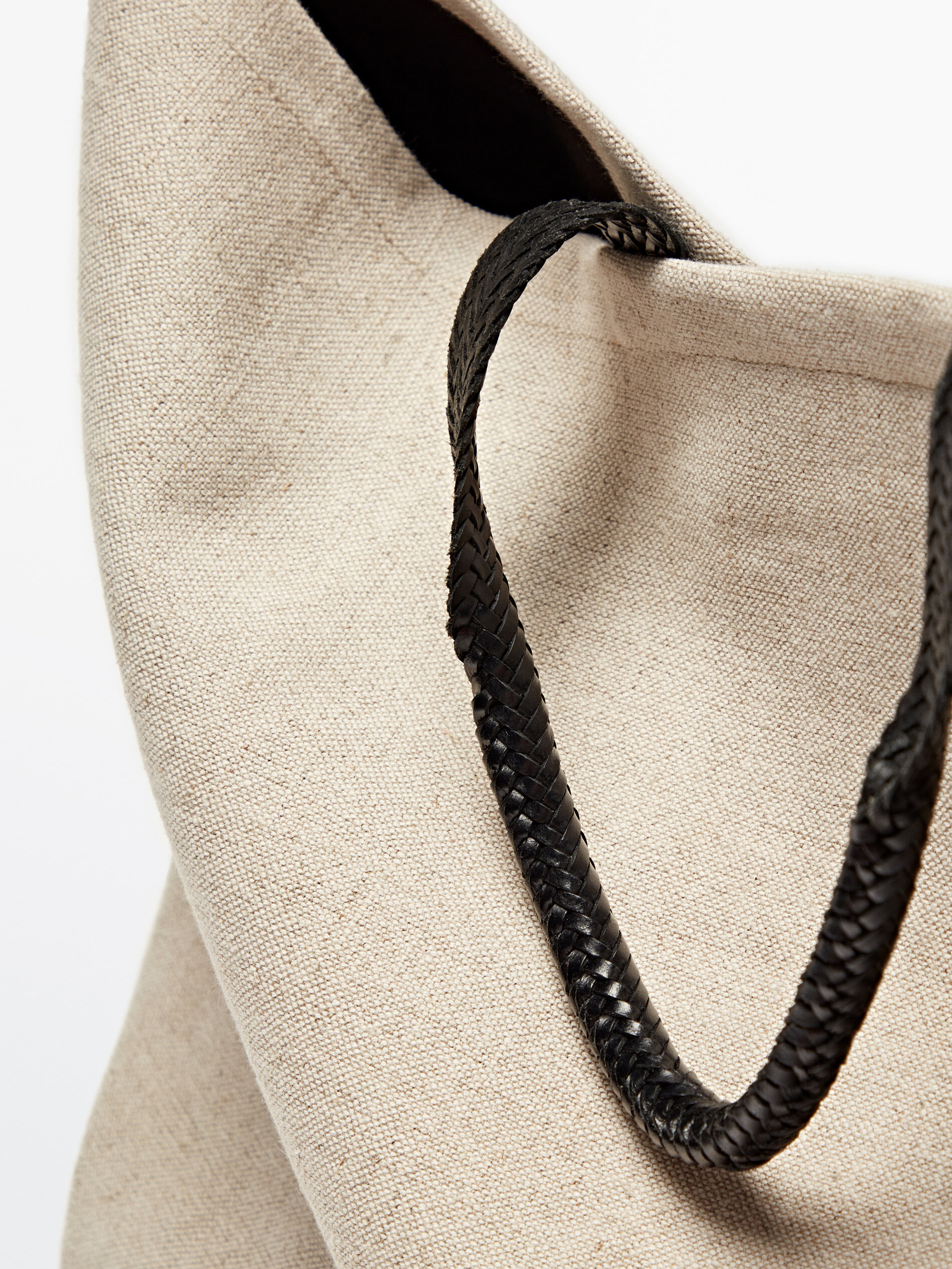 Bolso maxi shopper asa piel trenzada - BEIGE