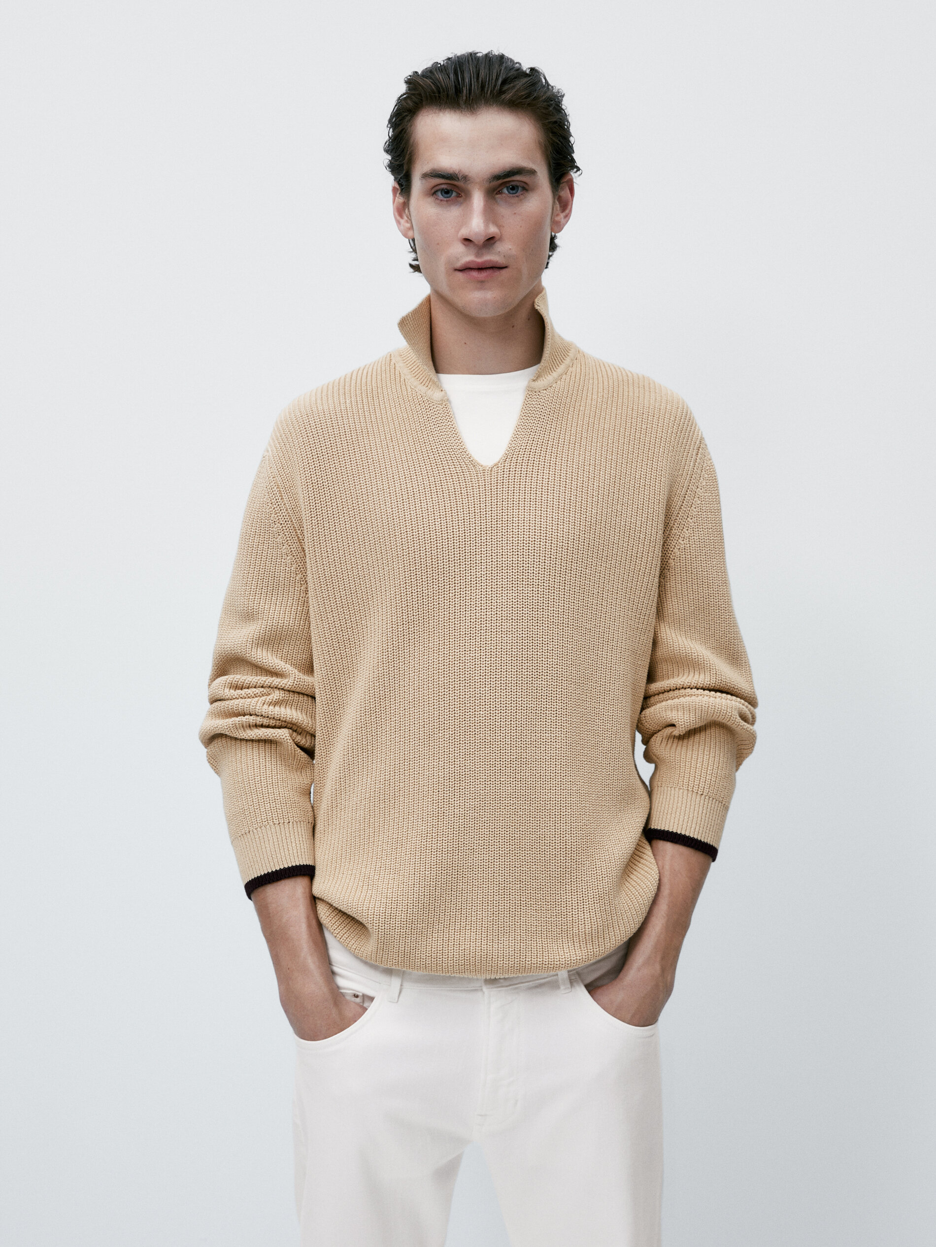 Jersey cuello polo contraste puño - ARENA CLARO