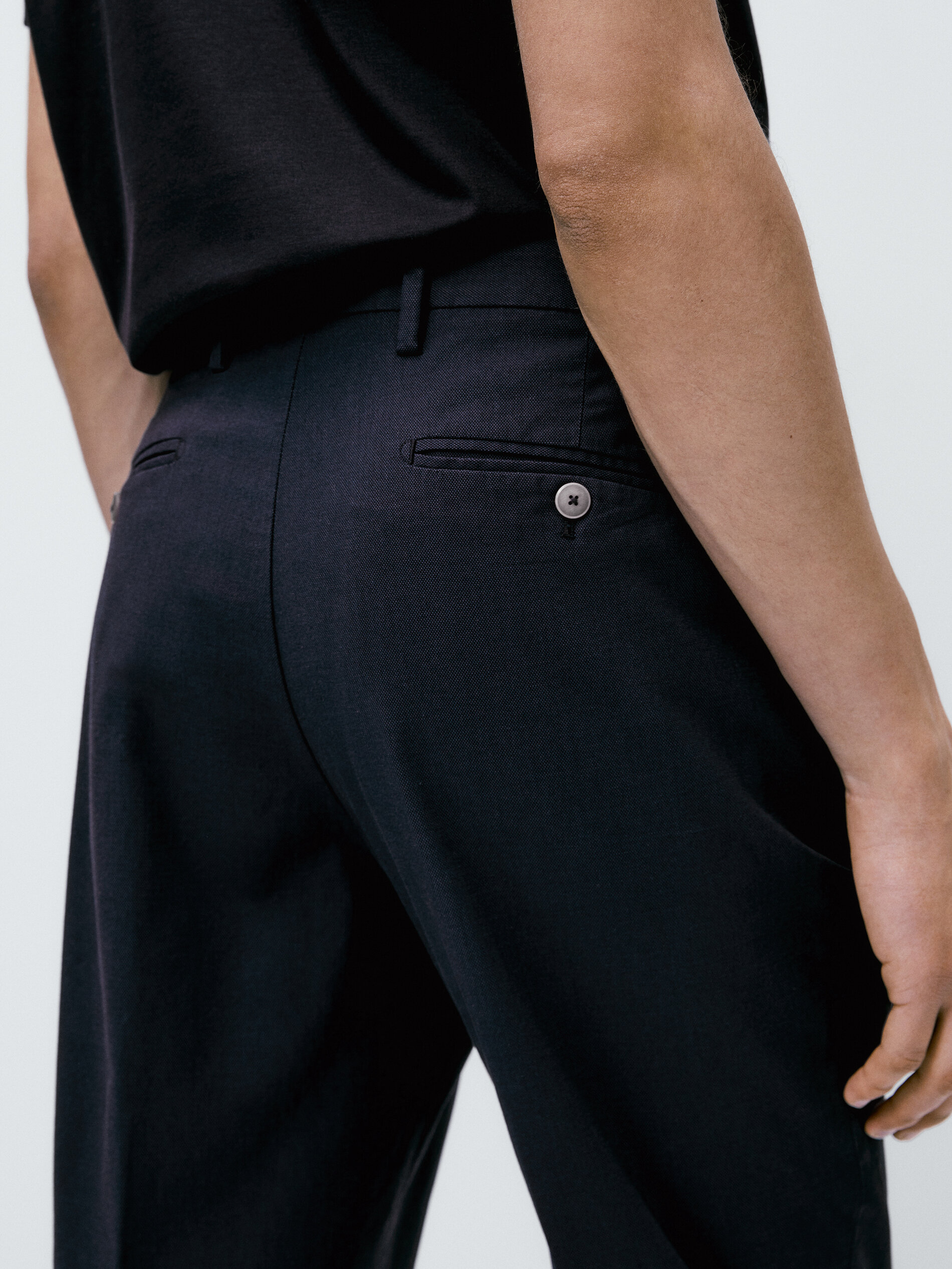 Pantalón chino tinte hilo ice cotton slim fit - AZUL MARINO