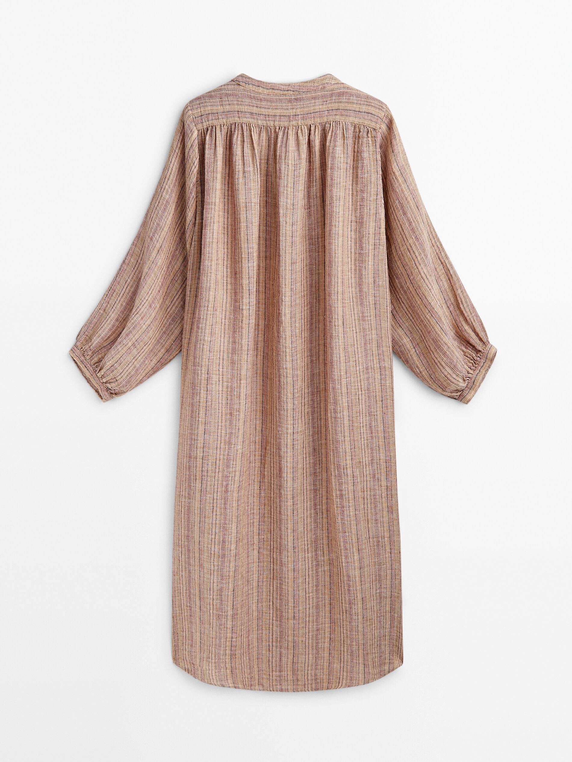 Vestido túnica rayas mezcla lino - Combinado