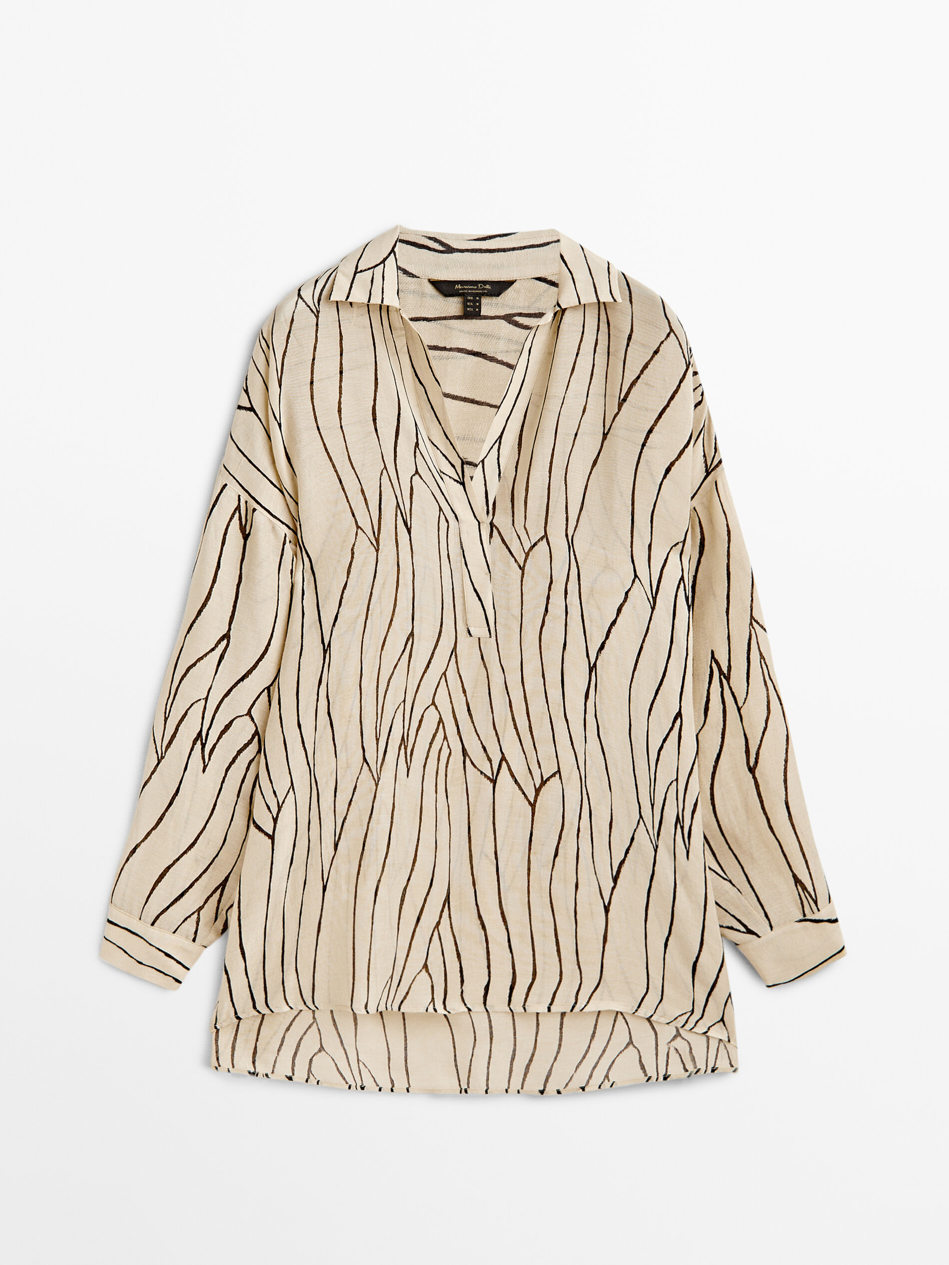 Camisa estampada cuello polo - CRUDO