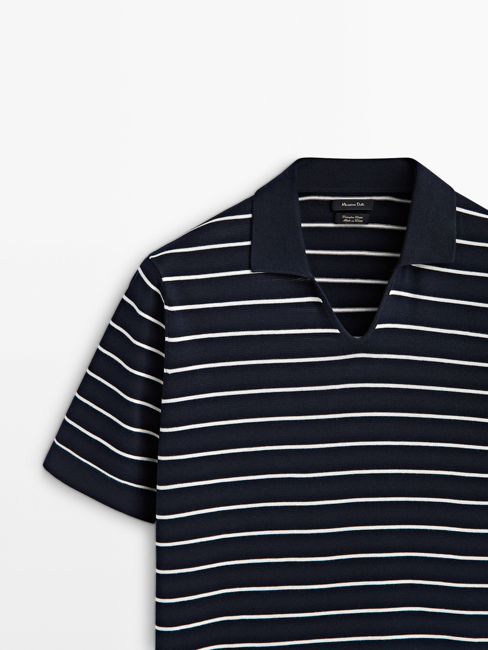 Jersey polo rayas manga corta - AZUL MARINO