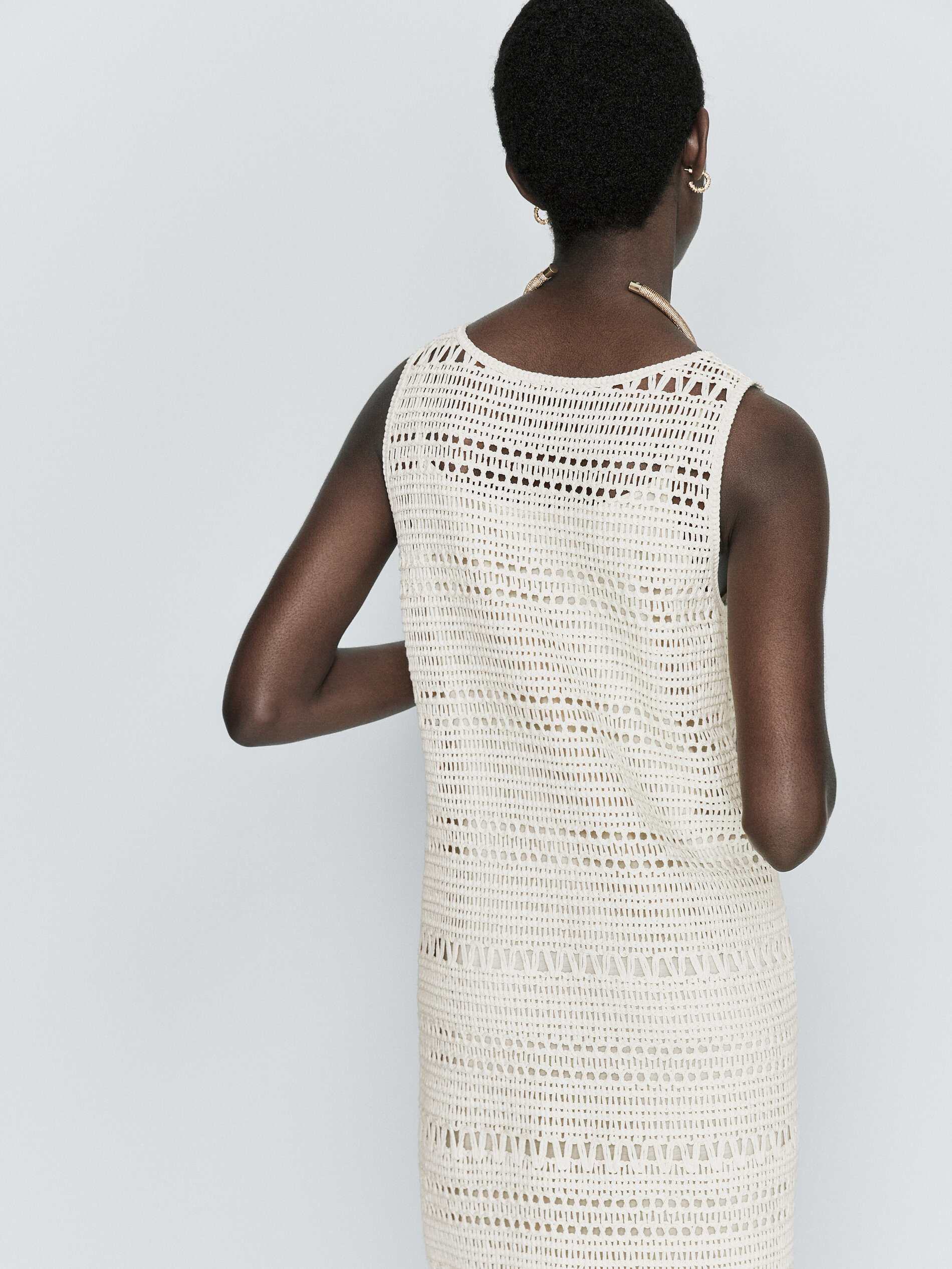 Vestido crochet desflecado - CRUDO