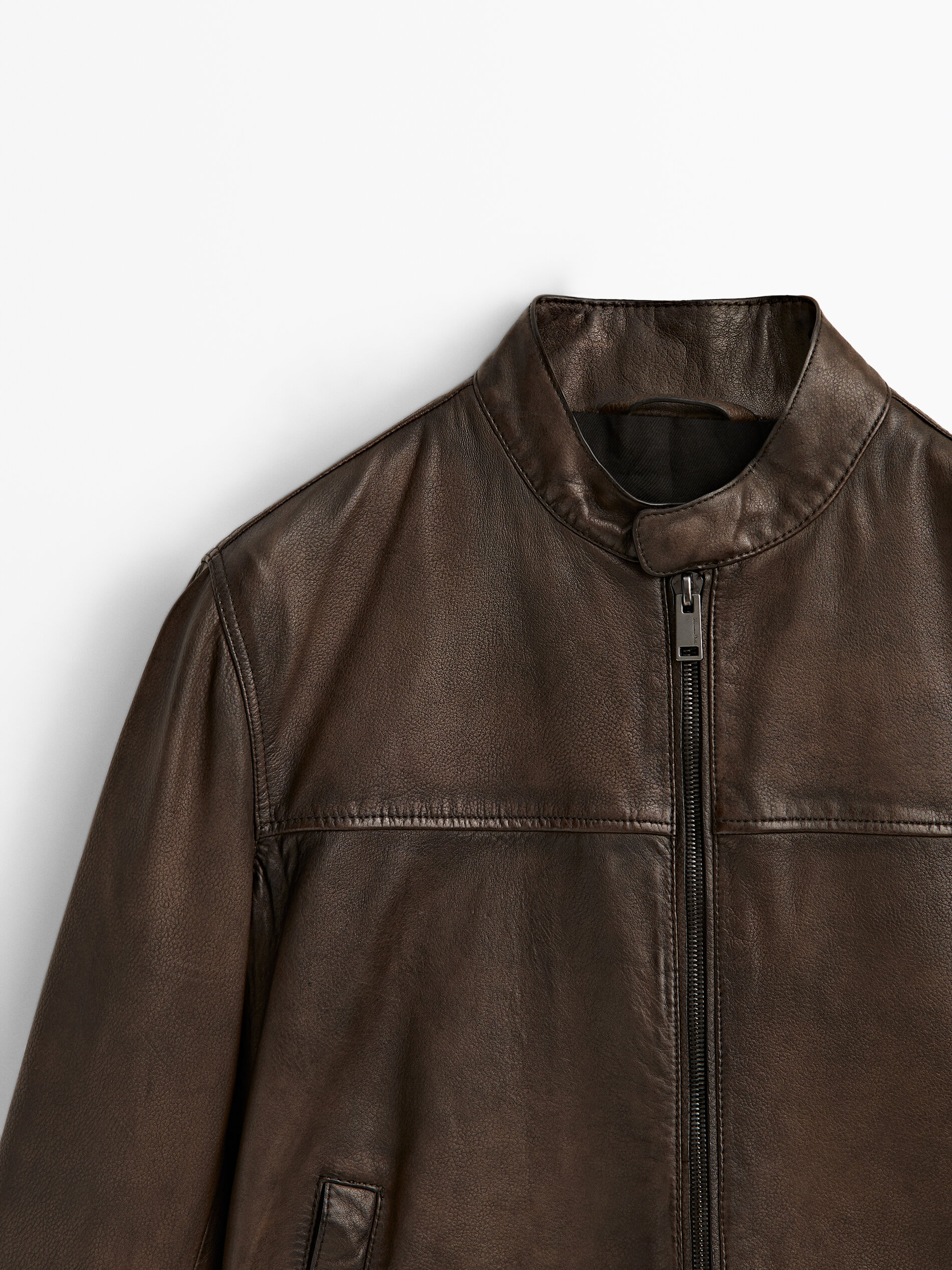 Chaqueta piel napa marrón - MARRÓN