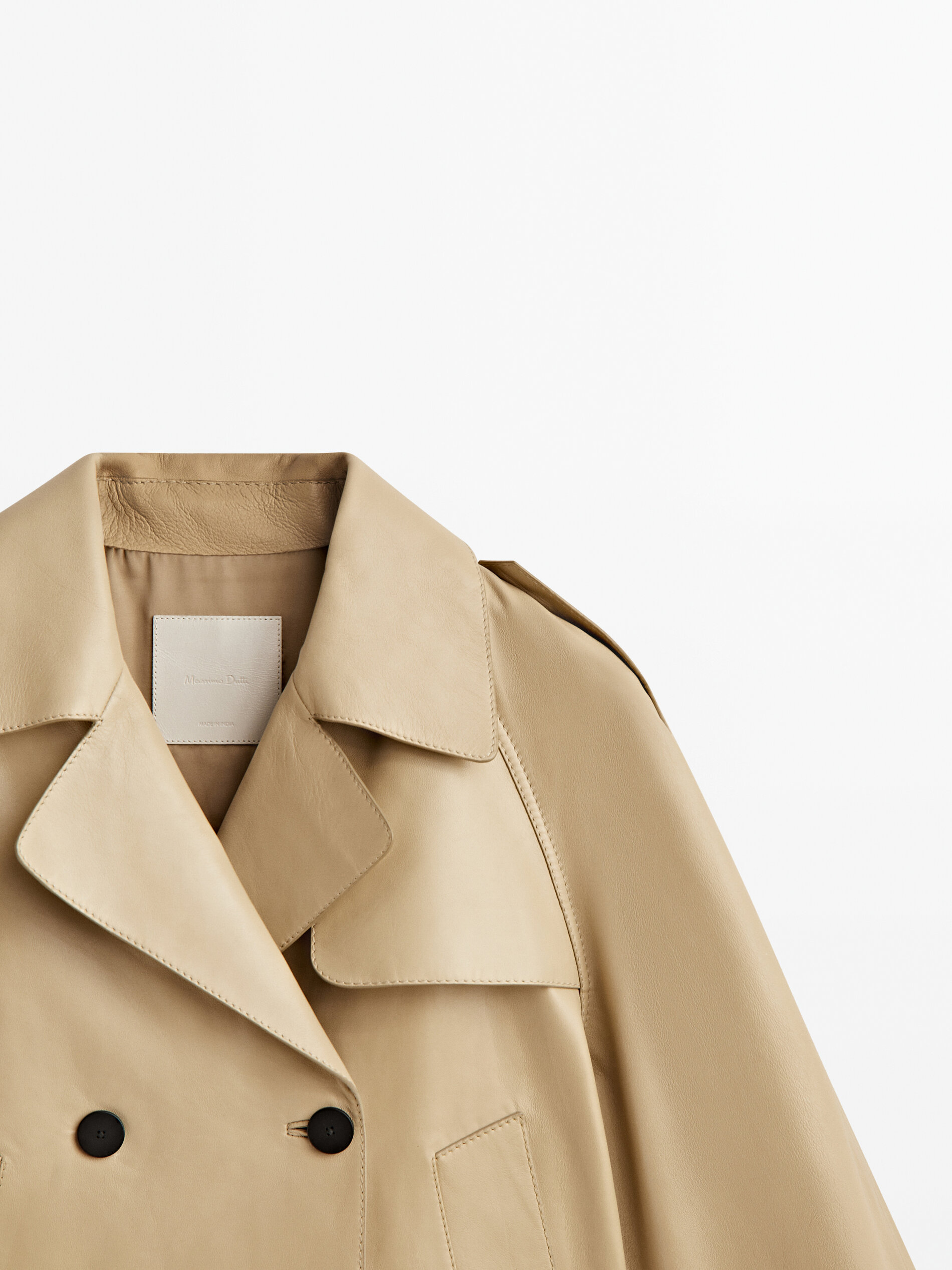 Chaqueta trench crop piel napa - BEIGE