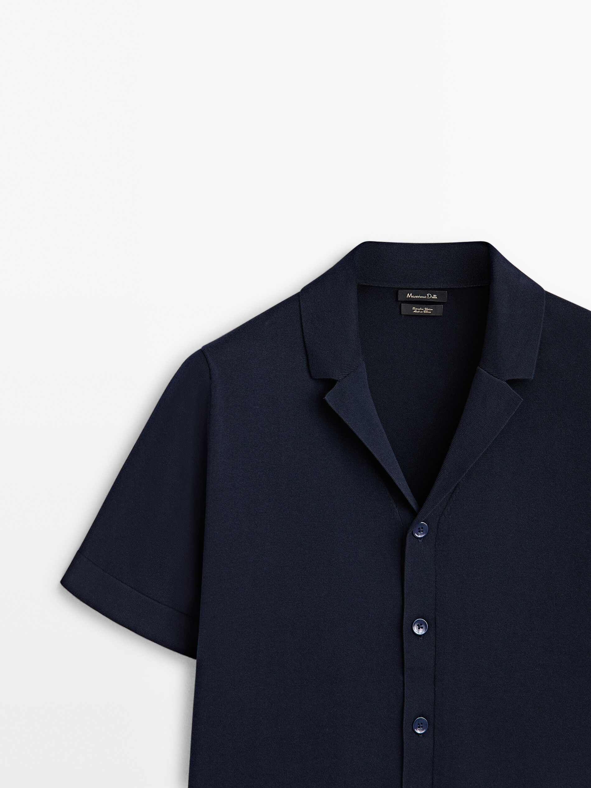 Camisa punto manga corta solapa - AZUL MARINO