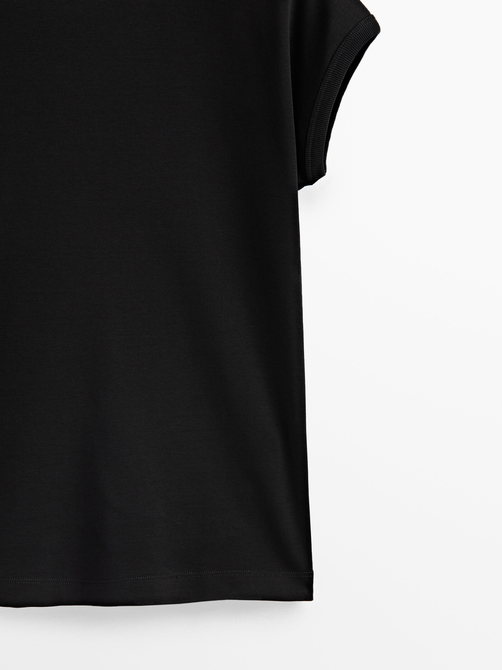 Camiseta manga caída algodón - NEGRO