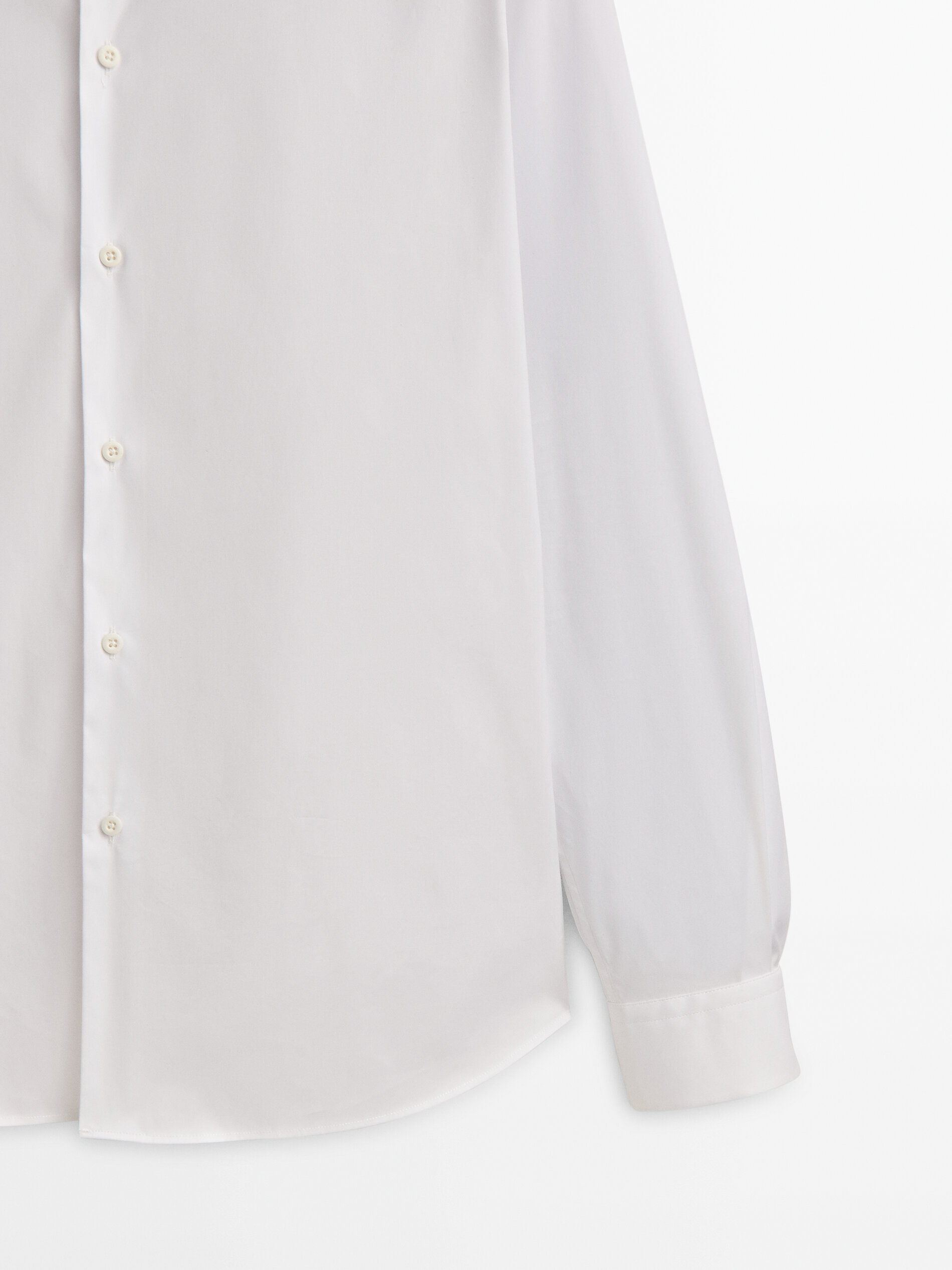 Camisa algodón lisa stretch fit - BLANCO