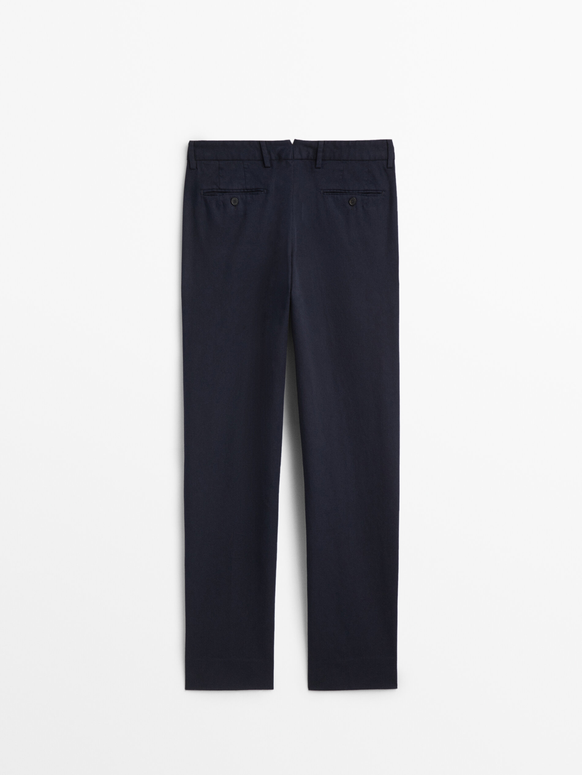 Pantalón chino tintado mezcla algodón cashmere - AZUL MARINO