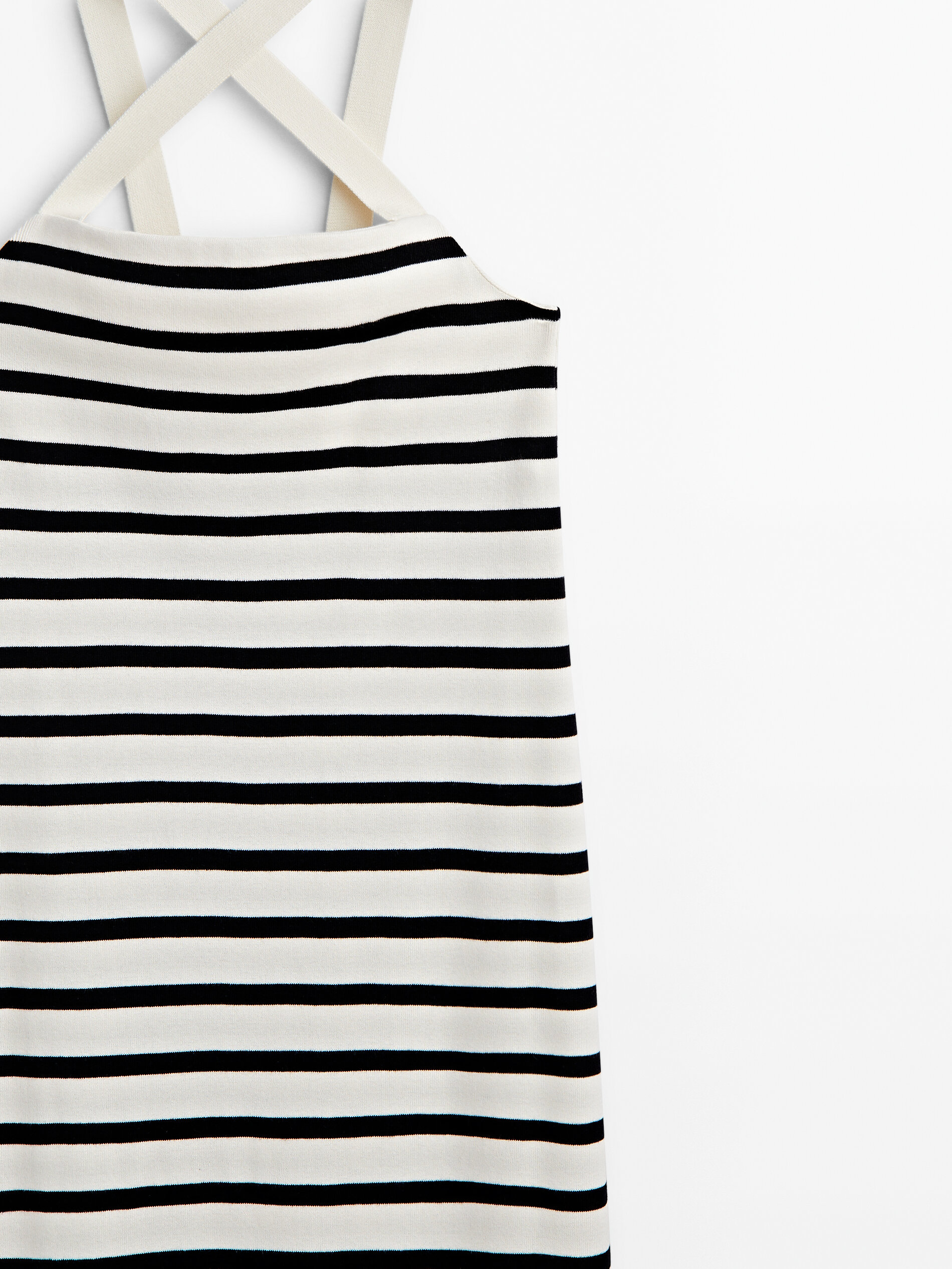 Vestido rayas tirantes cruzados - CRUDO