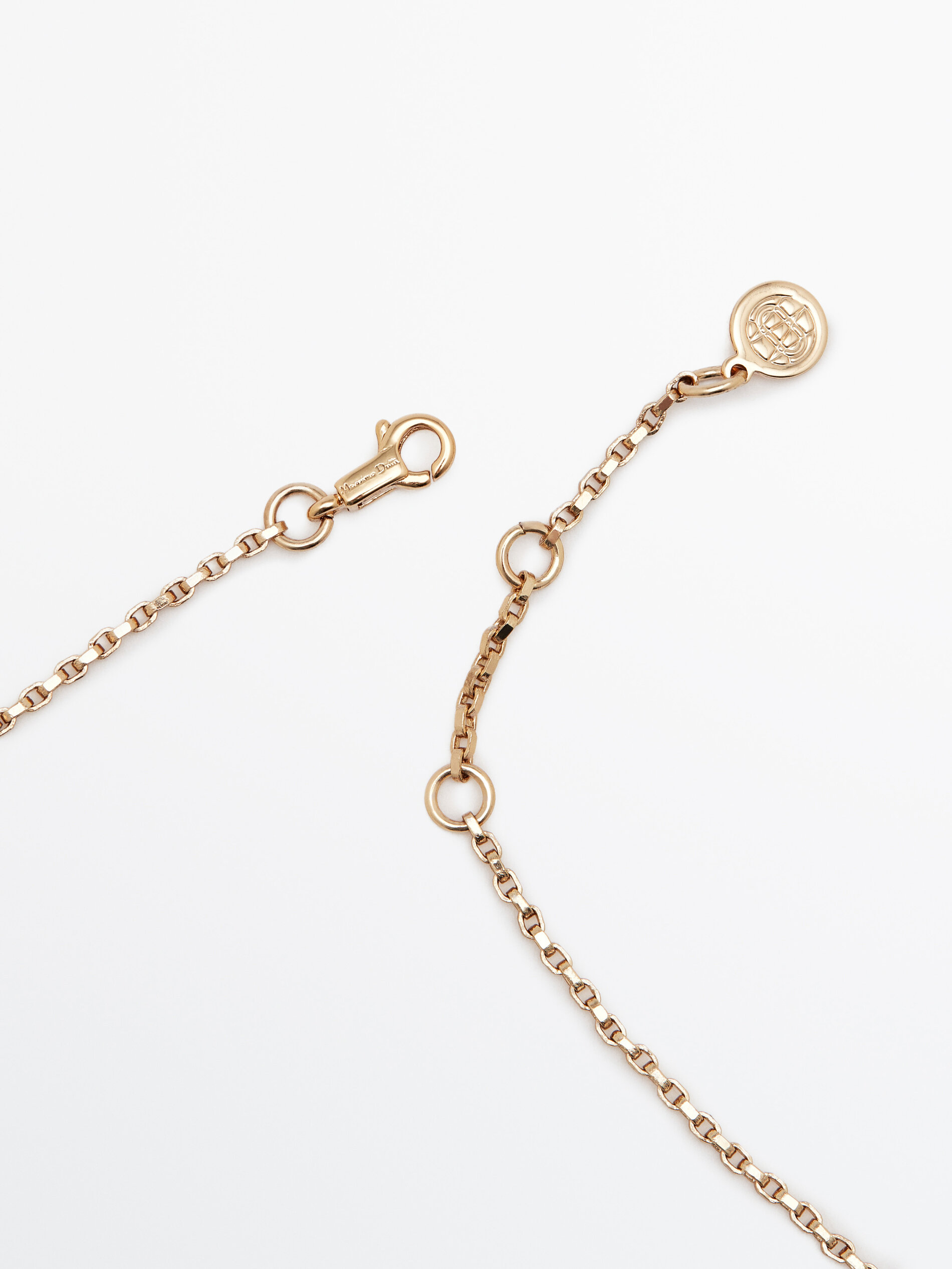 Collar largo medalla textura baño oro - DORADO