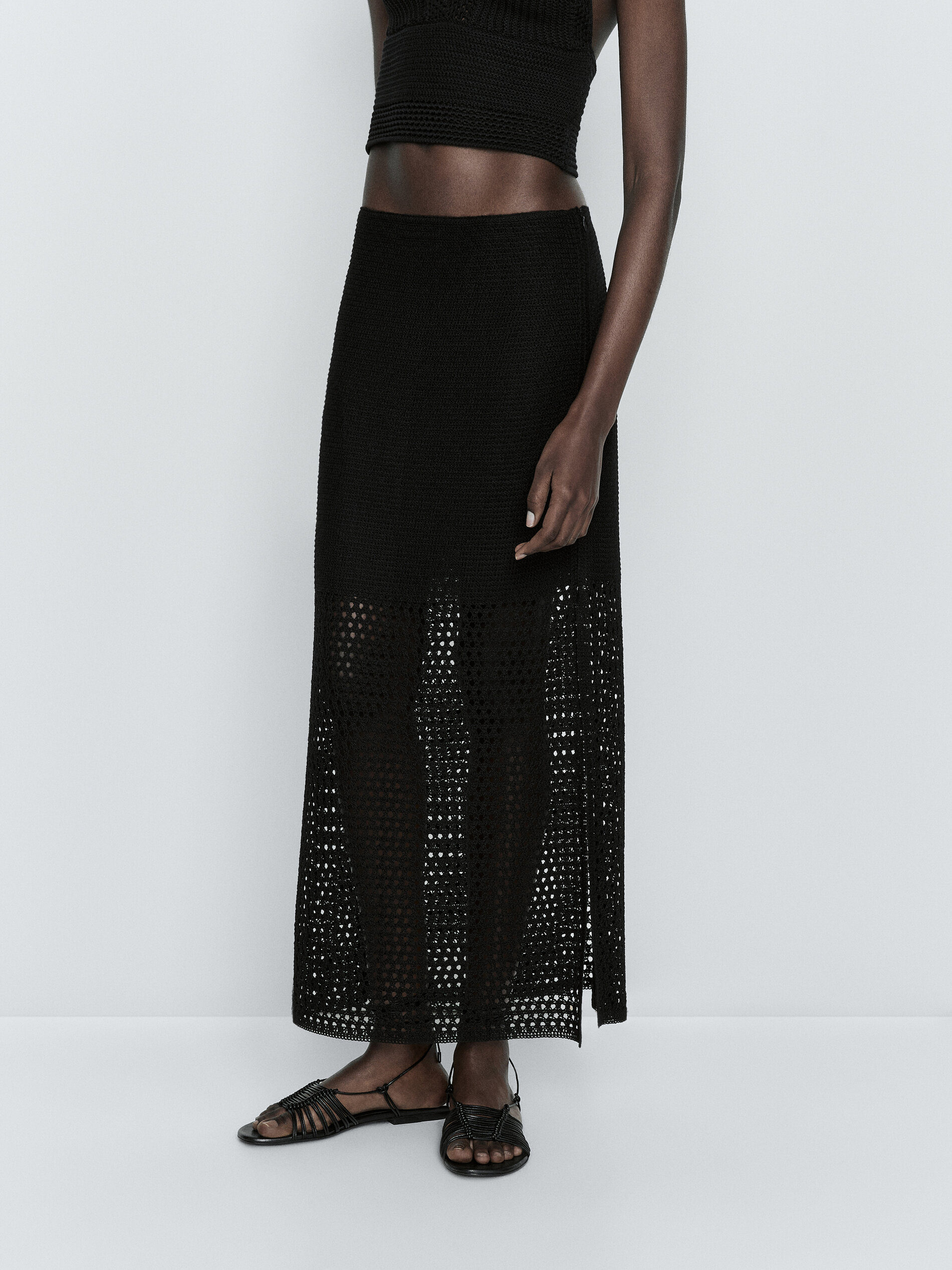 Falda negra punto crochet - NEGRO