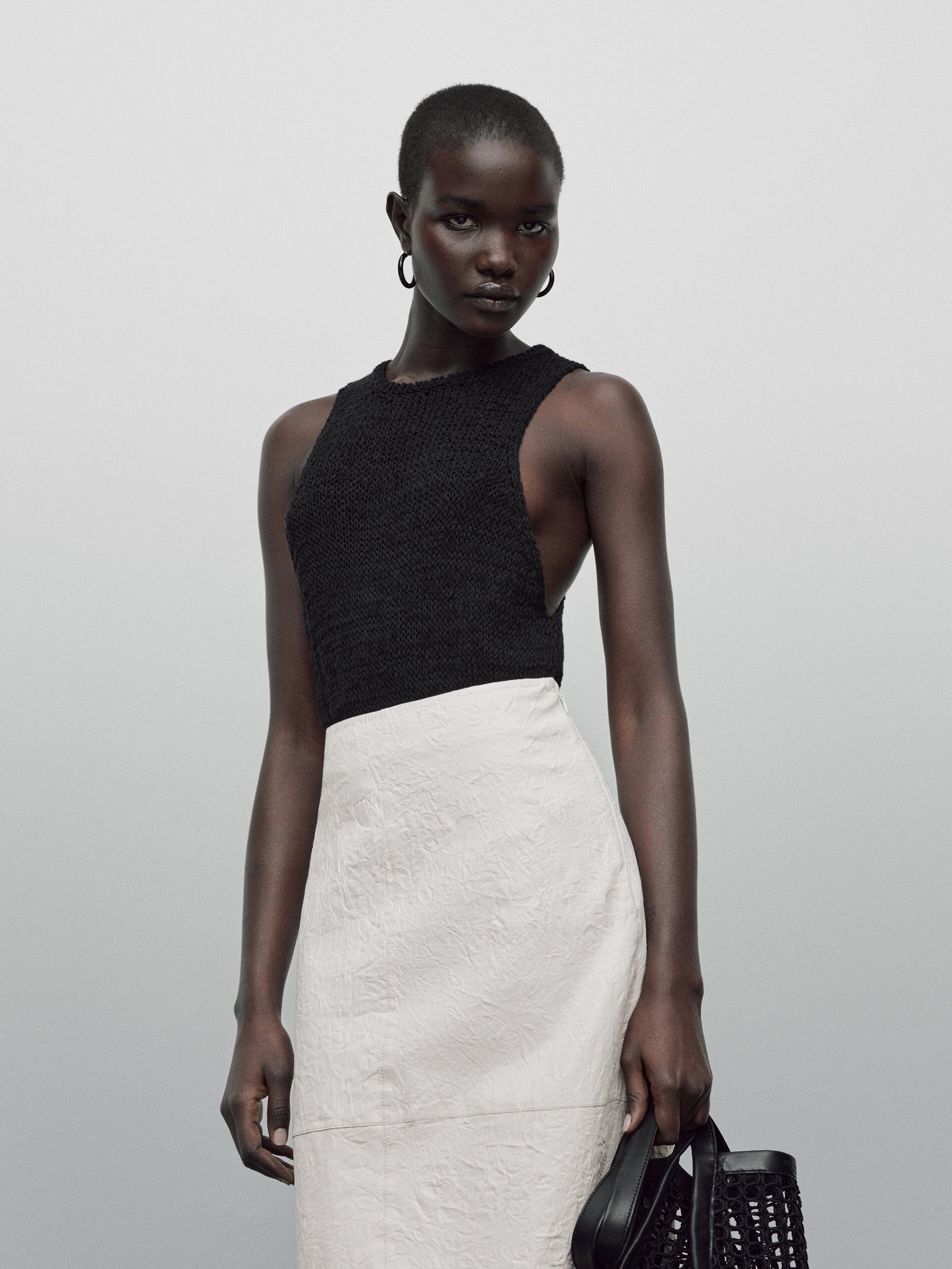 Falda piel napa craquelada Limited edition - BLANCO