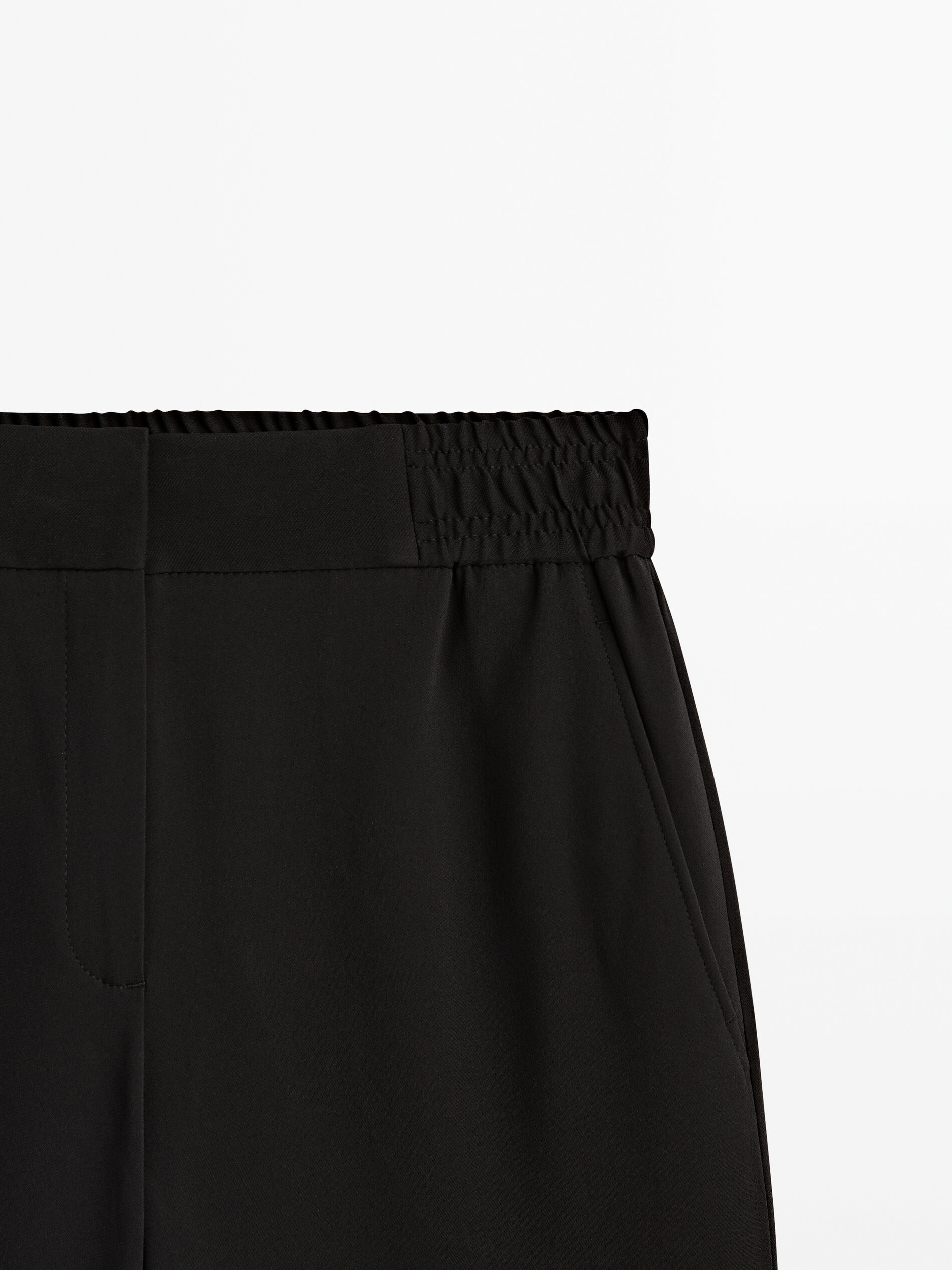 Pantalón crepe recto - NEGRO