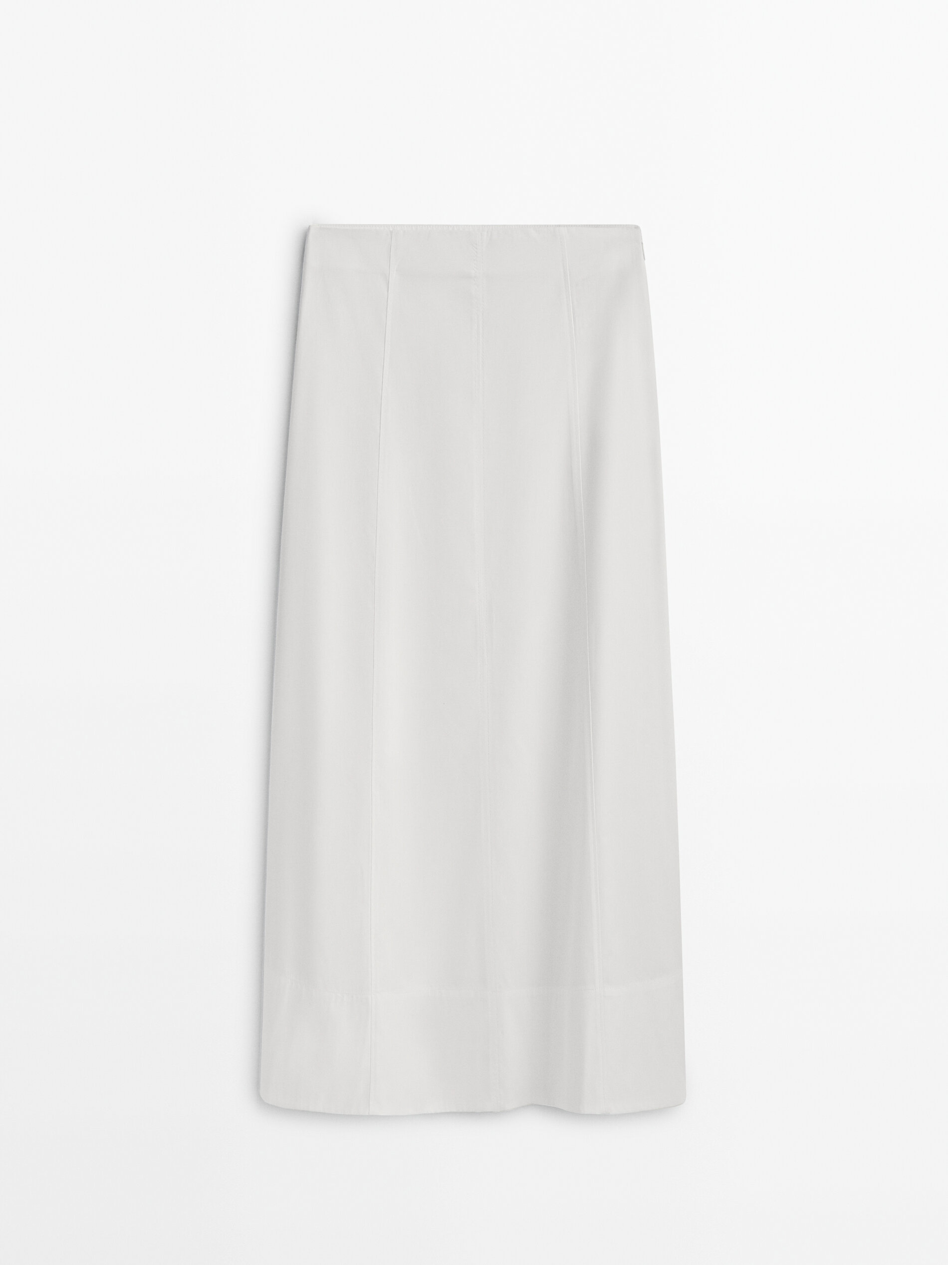 Falda midi popelín - BLANCO