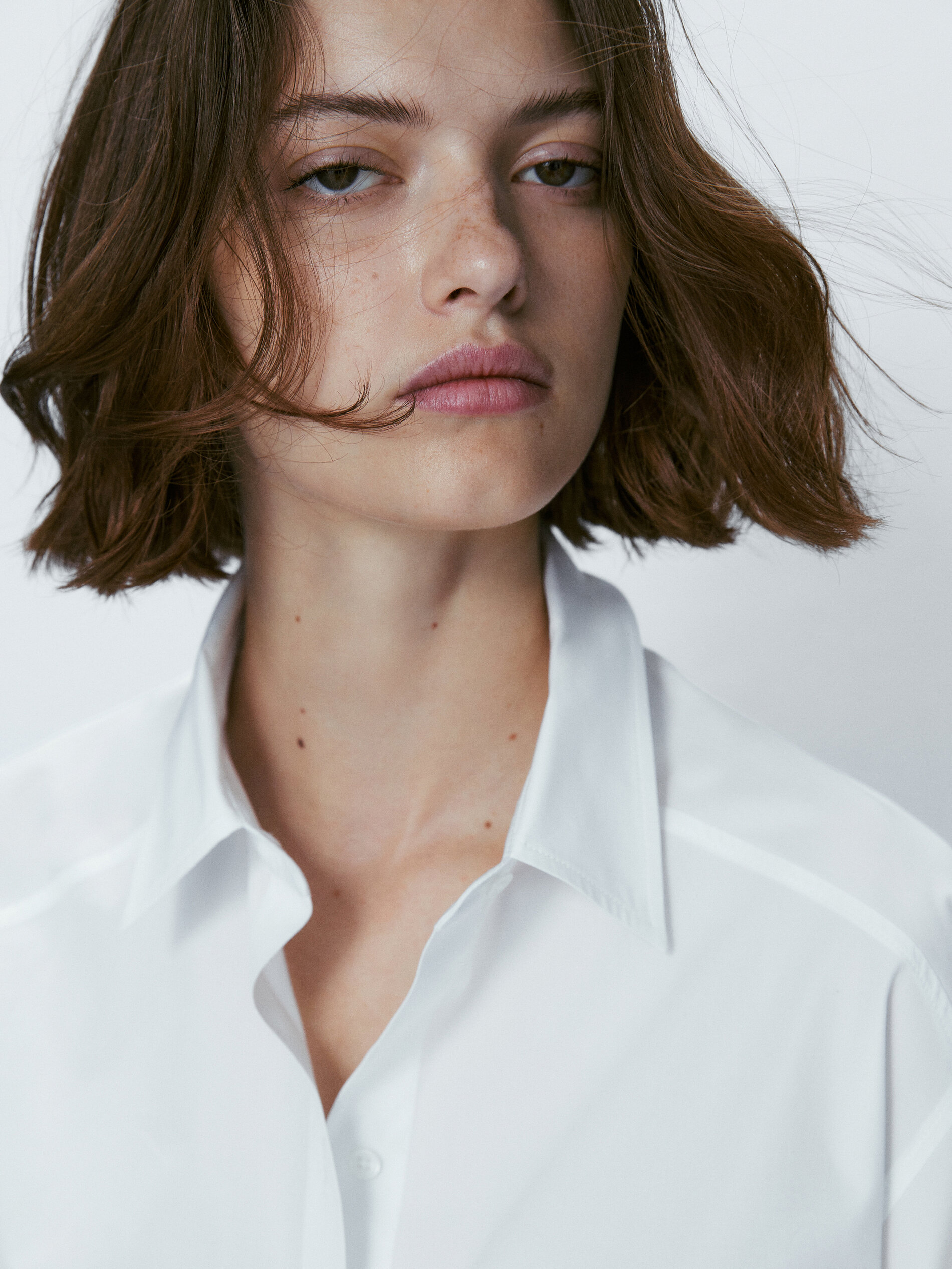 Camisa popelín algodón bolsillos - BLANCO