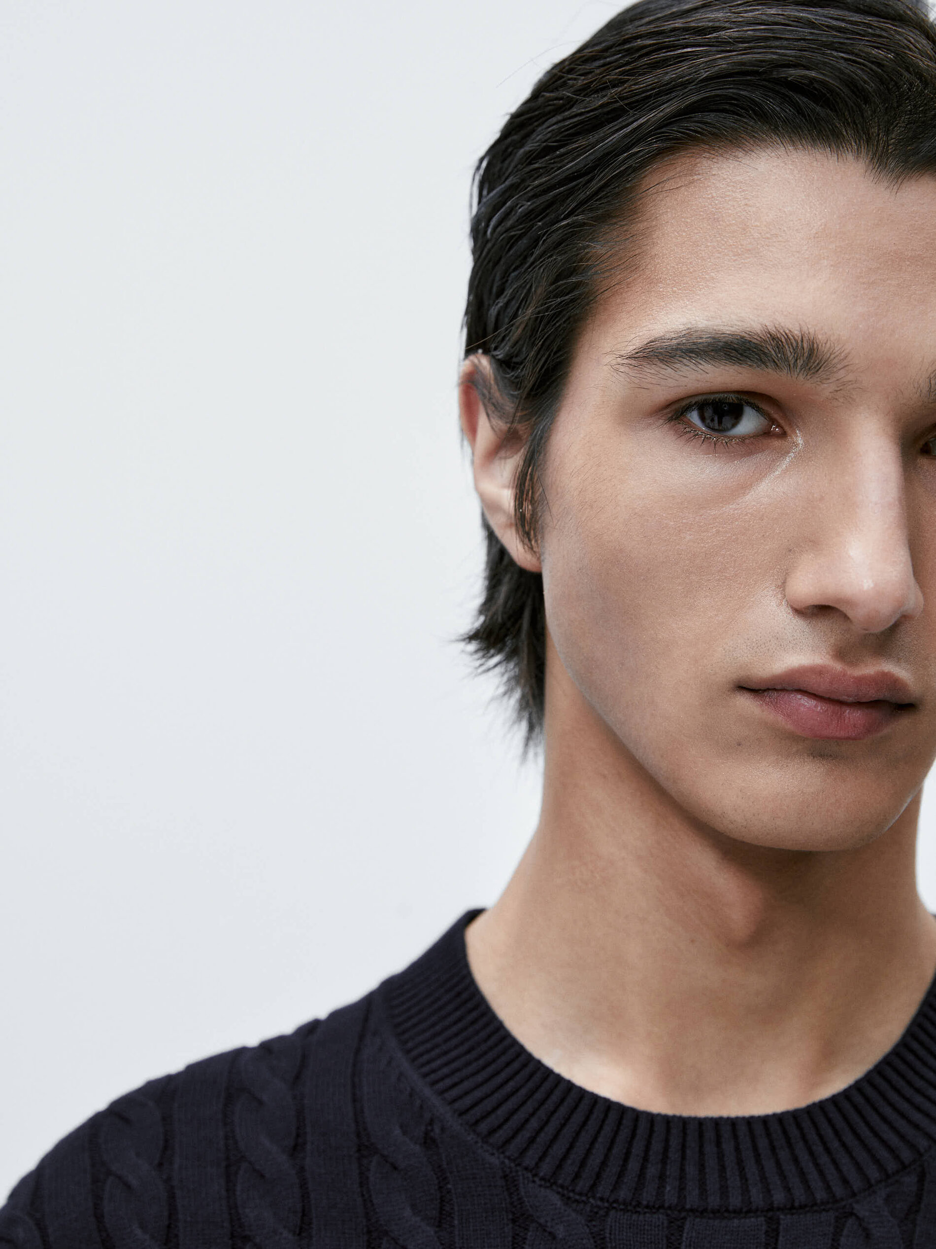 Jersey punto cable contraste - AZUL MARINO