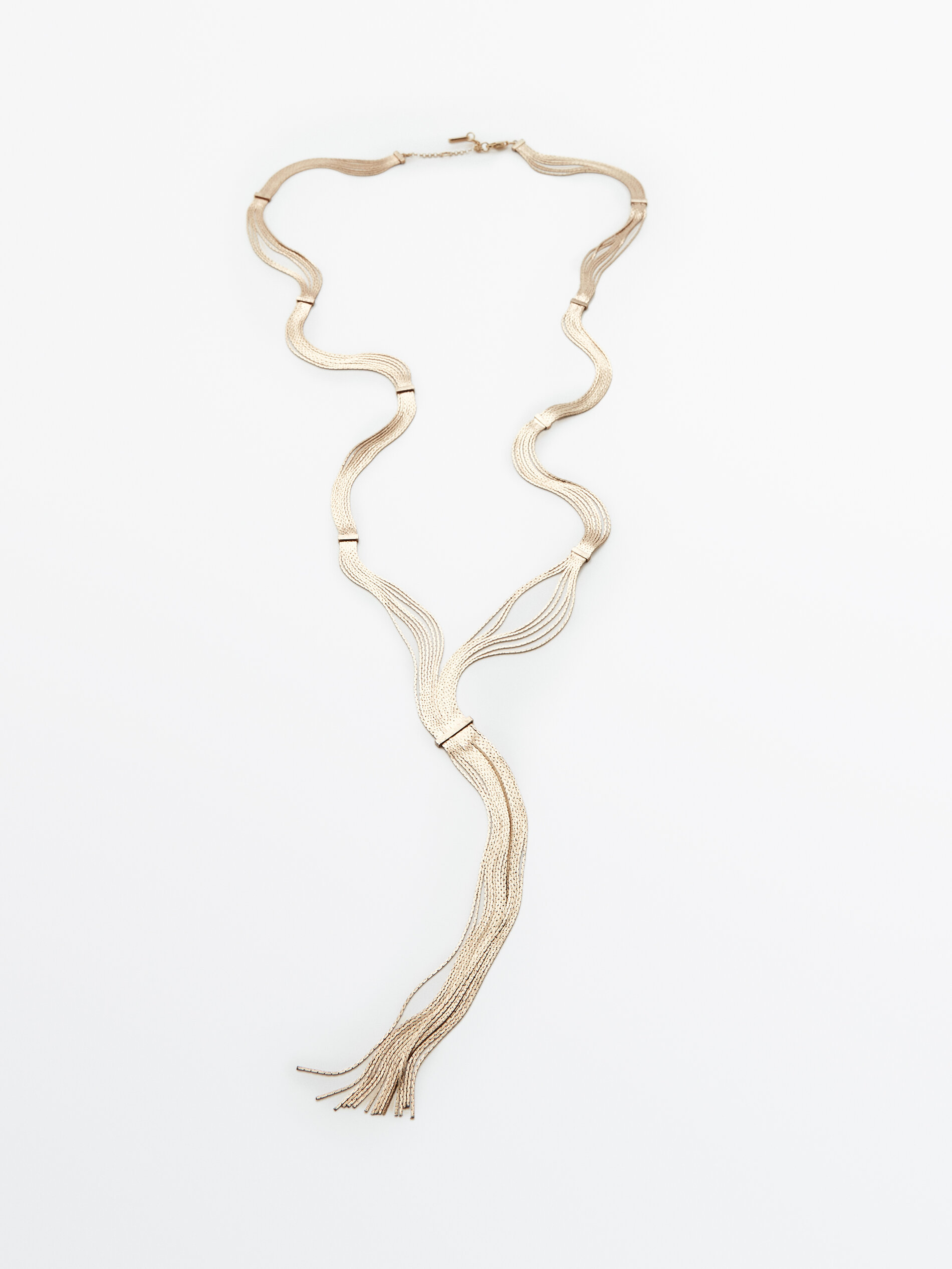 Collar largo cascada mini cadena baño oro - ORO