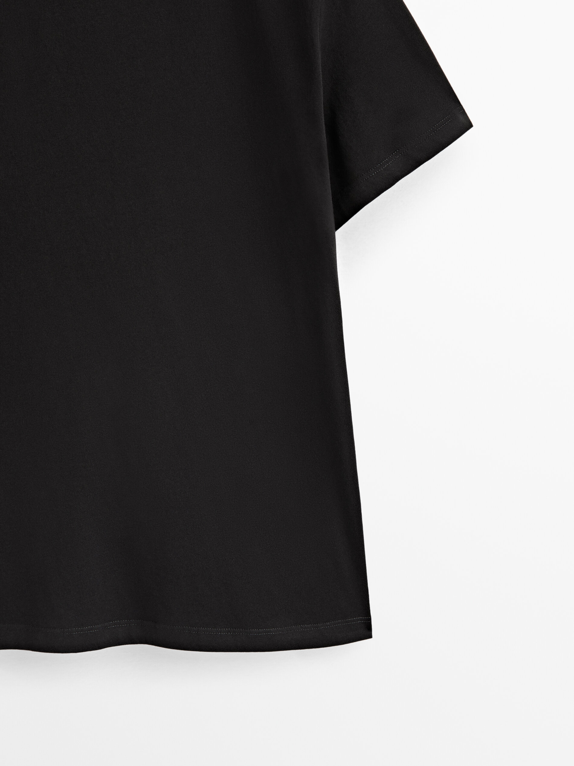 Camiseta algodón detalle botones - NEGRO