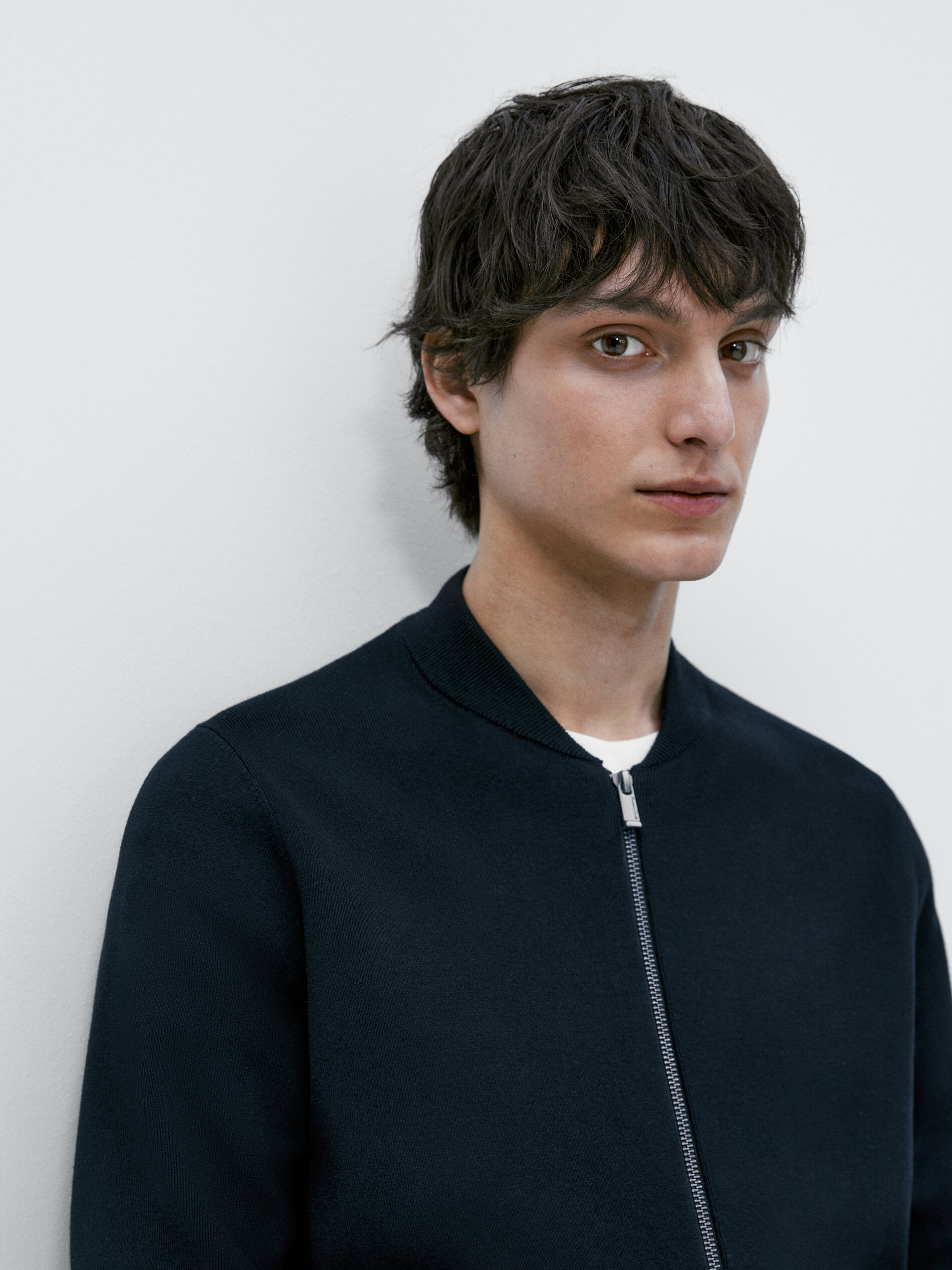 Cárdigan de punto tipo bomber - AZUL MARINO