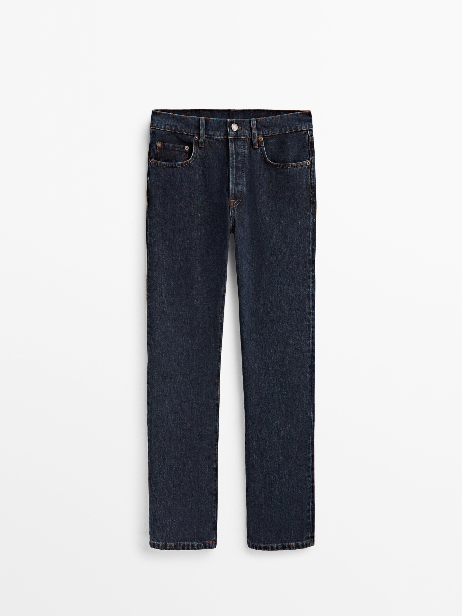 Pantalón vaquero tiro alto corte recto - AZUL OSCURO