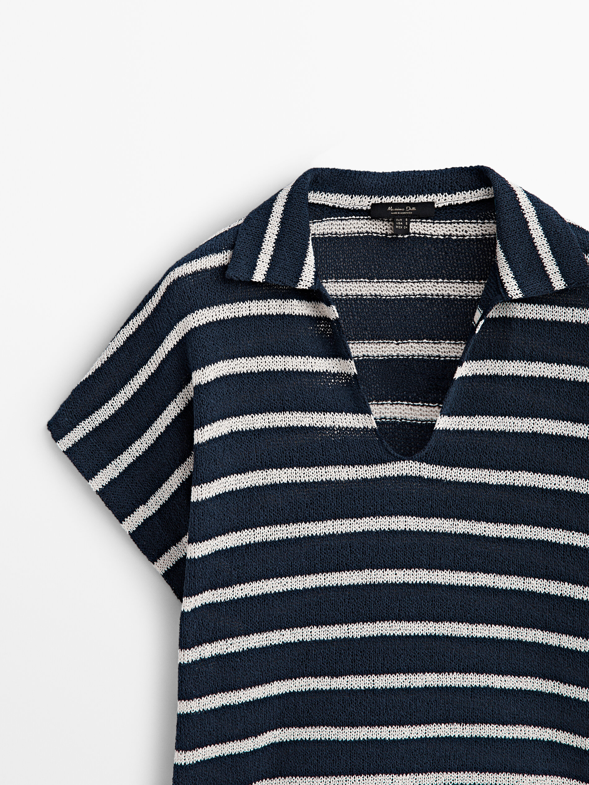 Polo rayas mezcla algodón estructura - AZUL MARINO