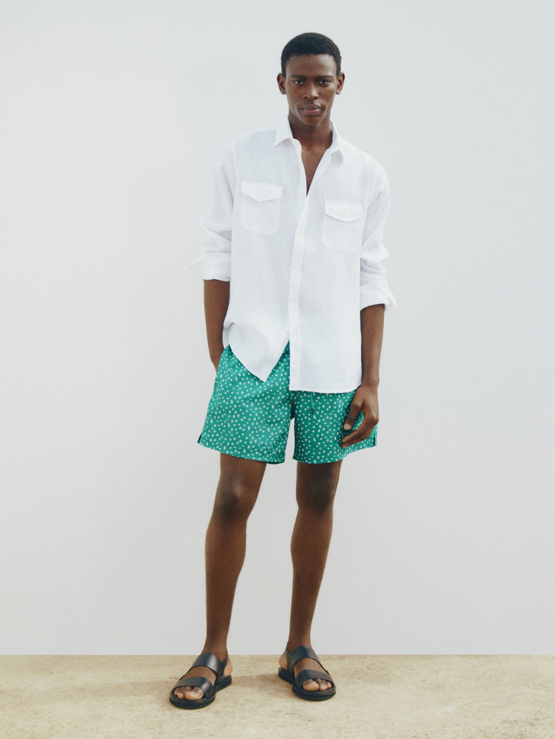 Bañador estampado geométrico - TURQUESA