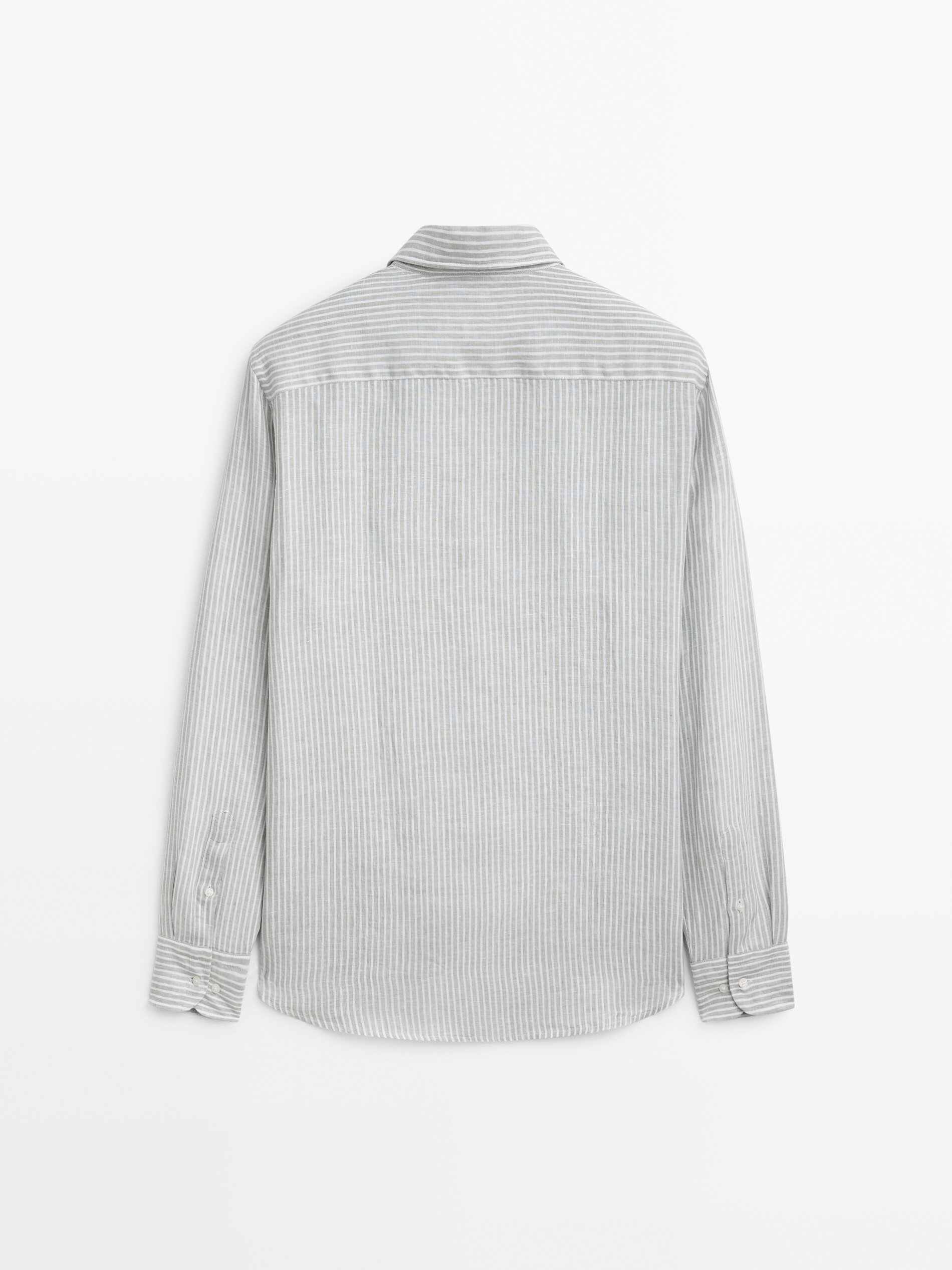 Camisa rayas 100% lino regular fit - VERDE