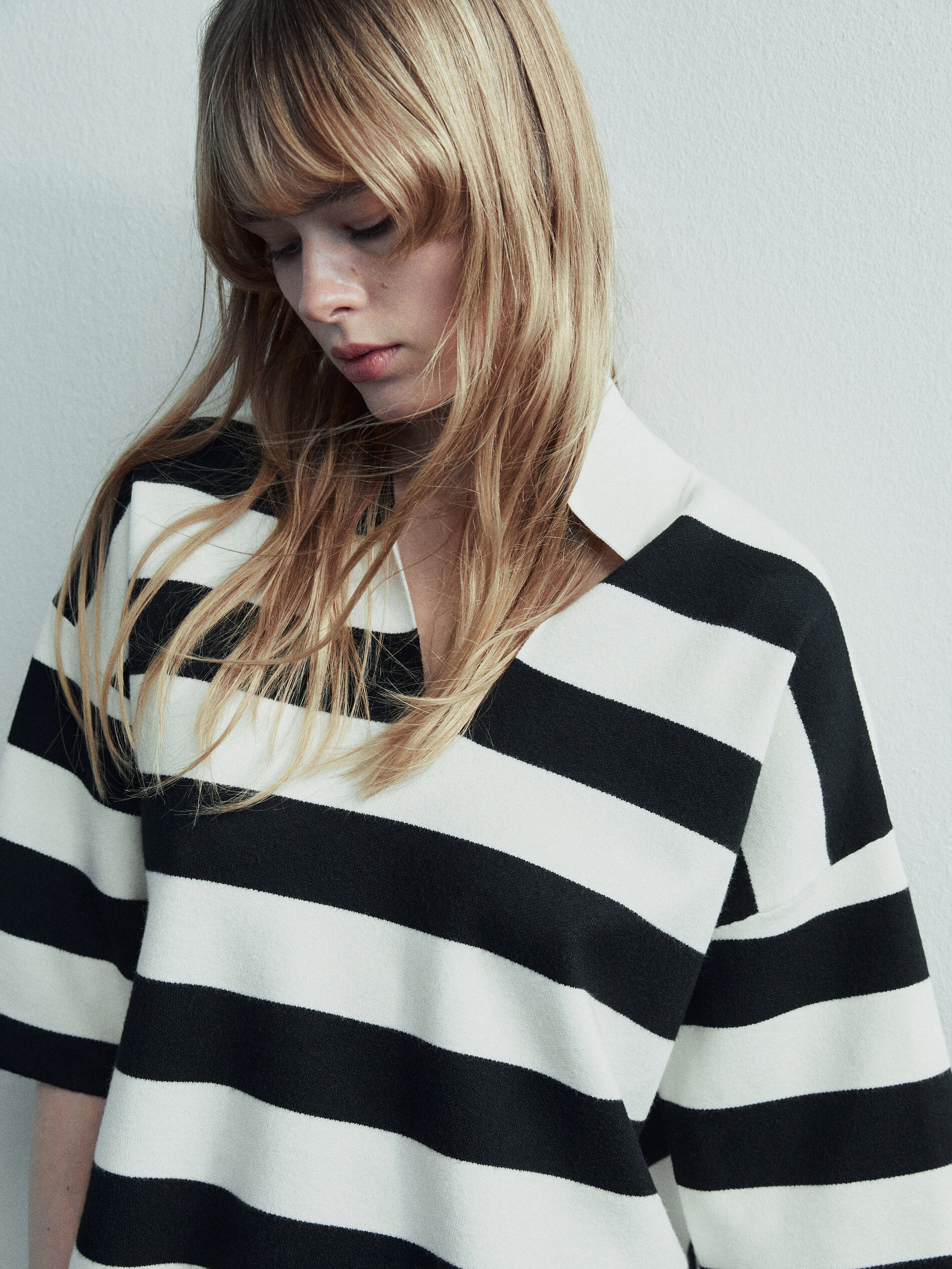 Jersey polo rayas manga corta - CRUDO