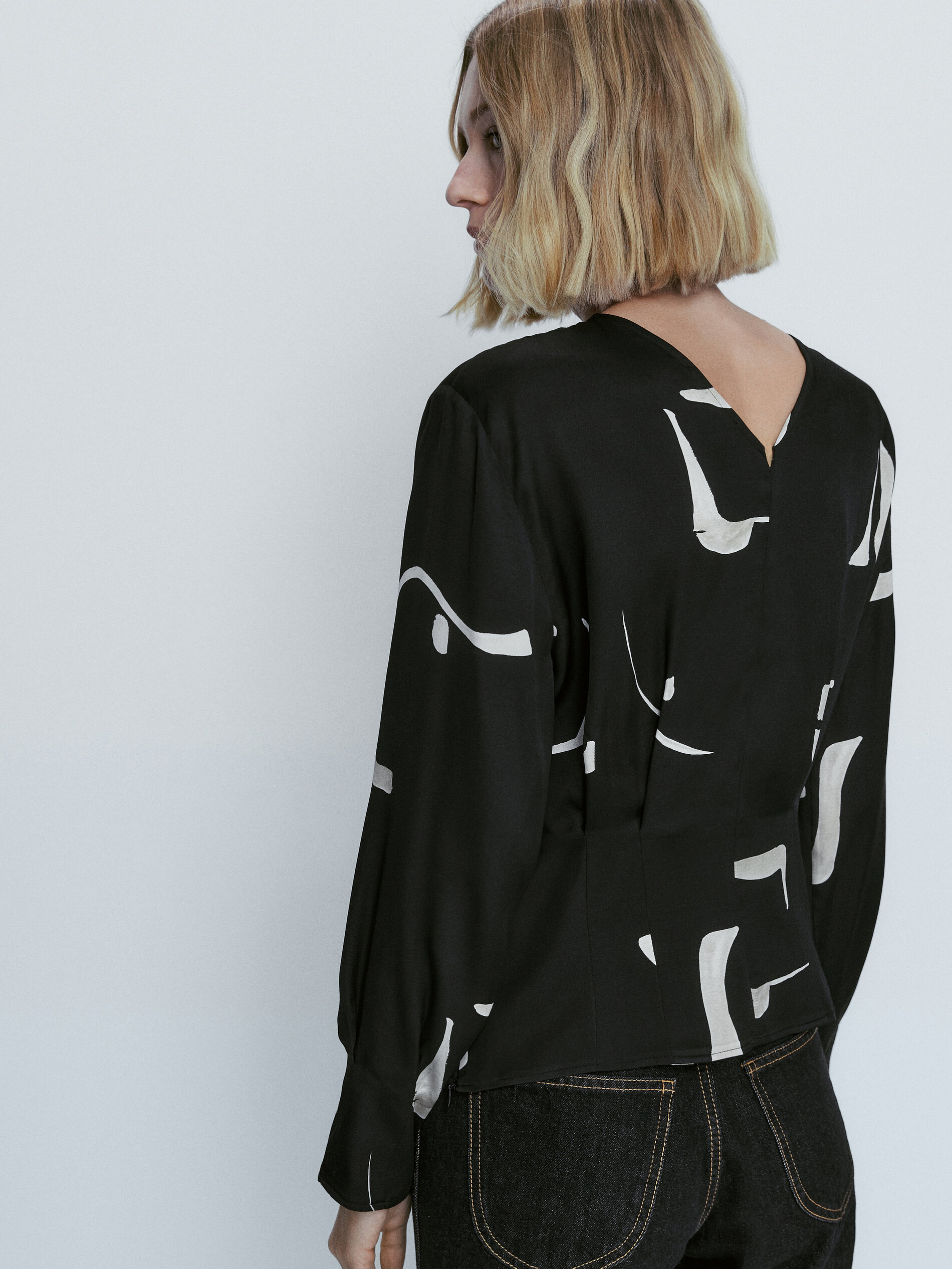 Camisa estampado abstracto - NEGRO