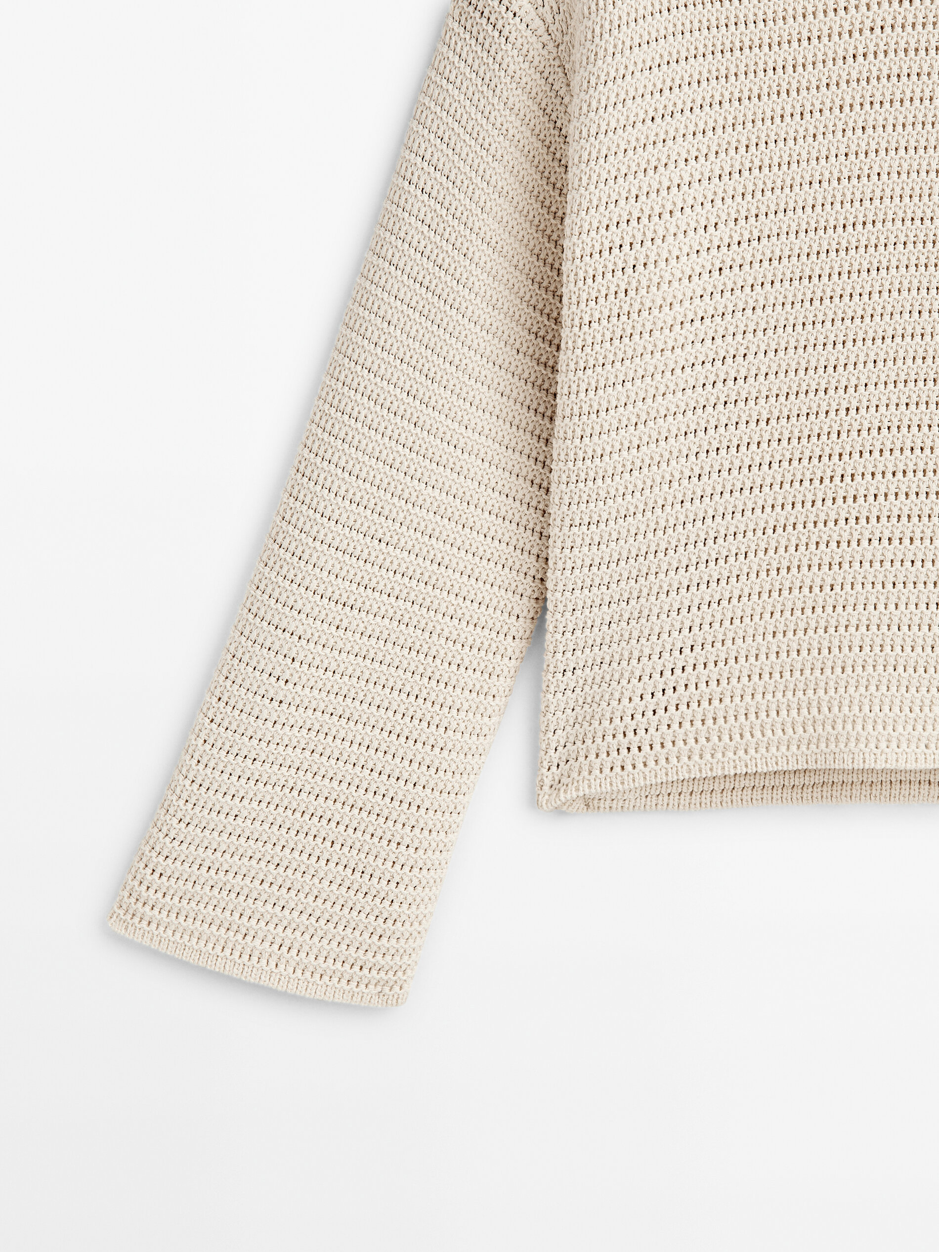 Jersey punto crochet cuello pico - CRUDO