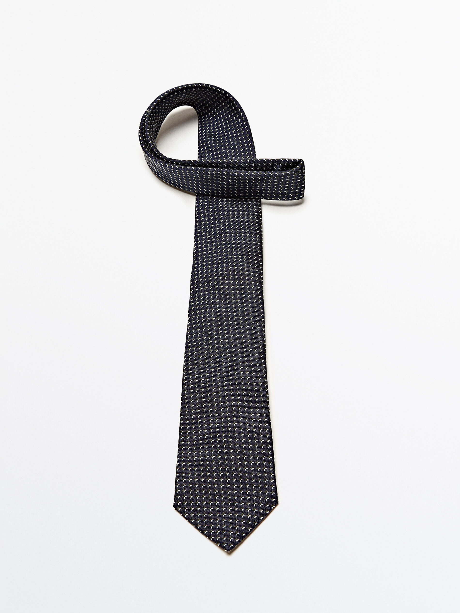 Corbata microdibujo mezcla algodón seda - AZUL MARINO