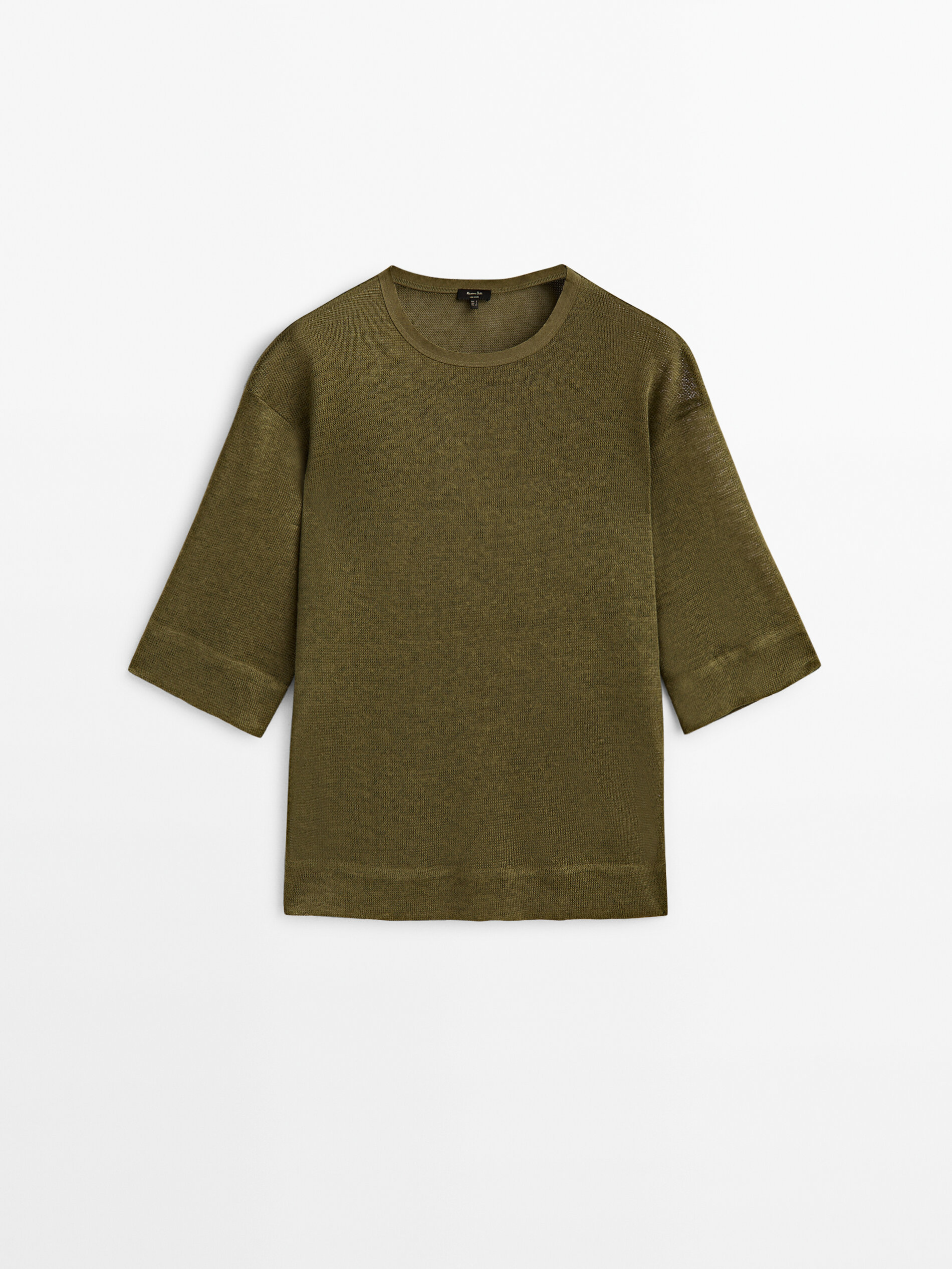 Camiseta 100% lino manga 3/4 - KAKI