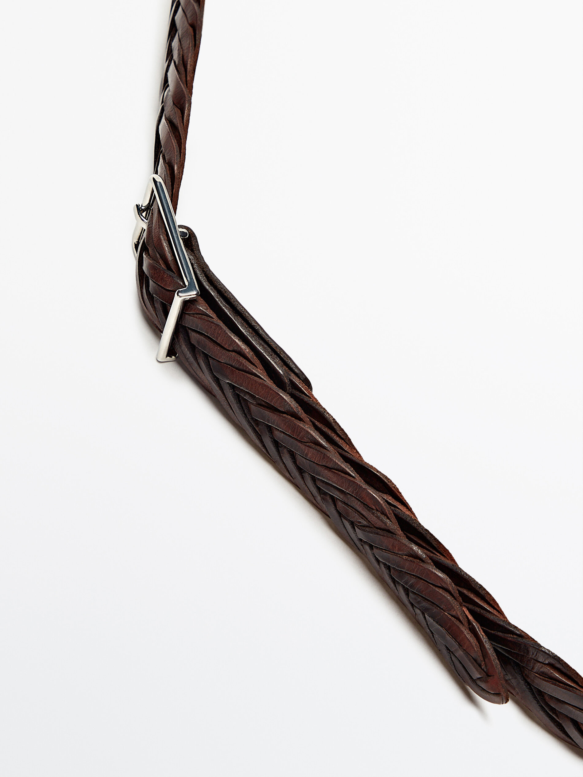 Cinturón trenzado piel - MARRÓN