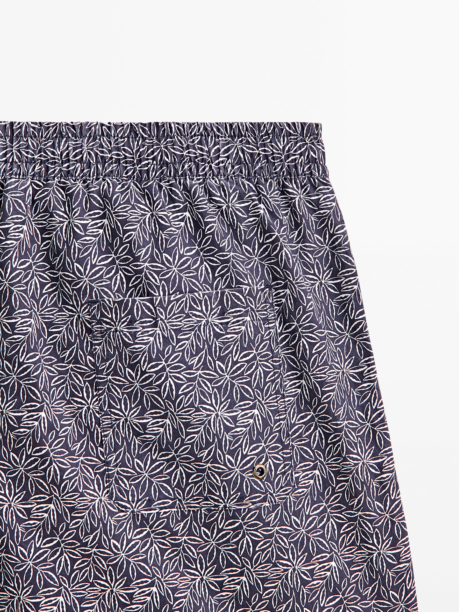 Bañador estampado hojas - AZUL MARINO