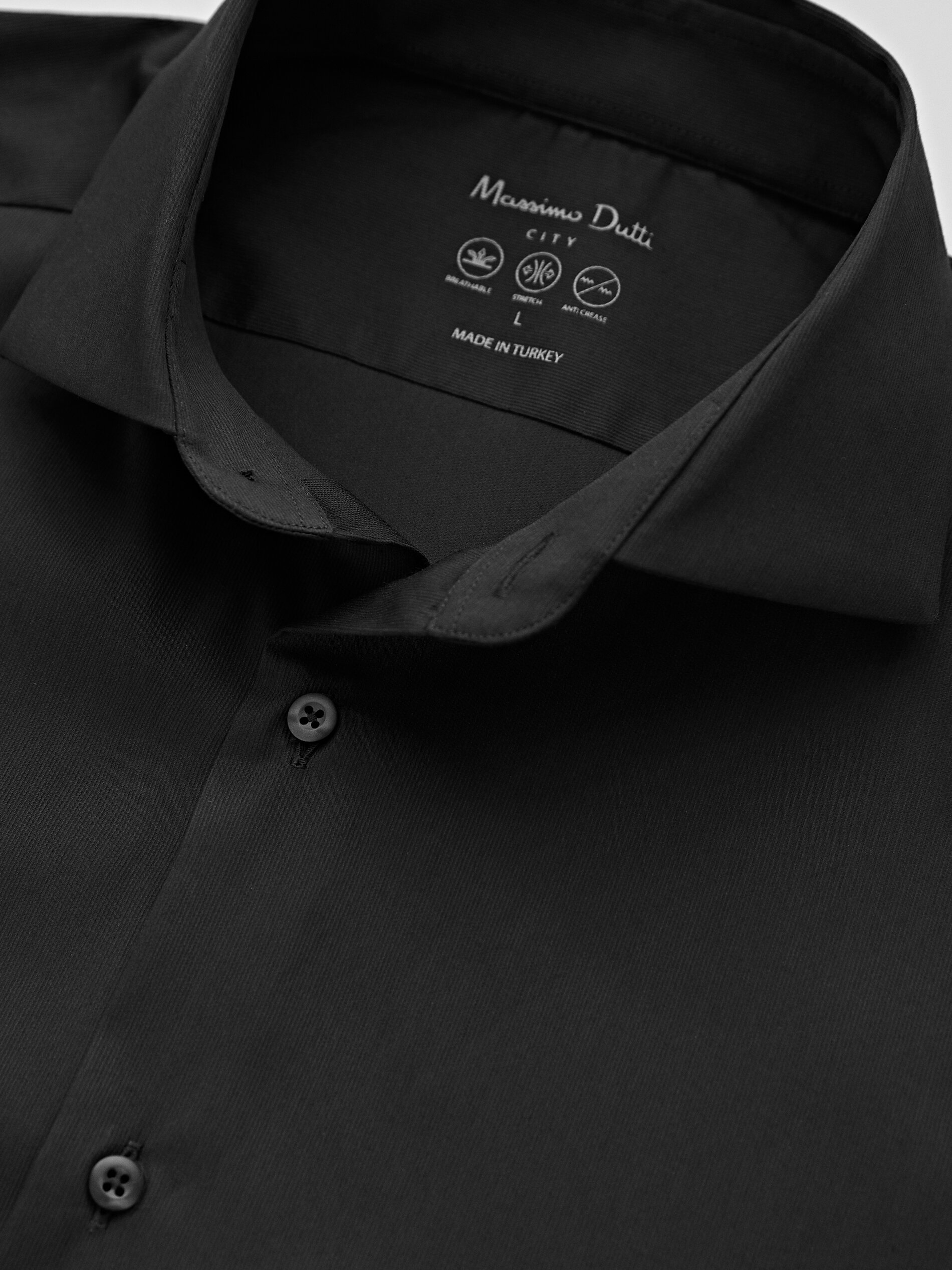 Camisa stretch estructura slim fit - NEGRO