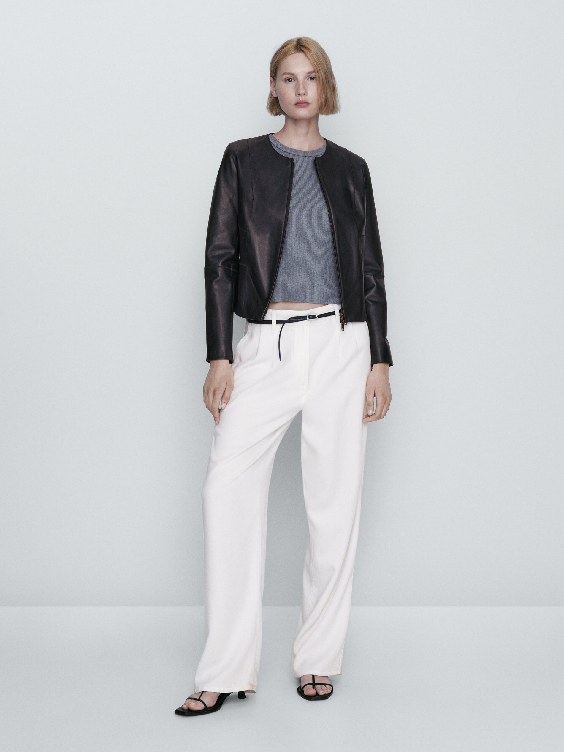 Cazadora piel napa azul marino - AZUL MARINO