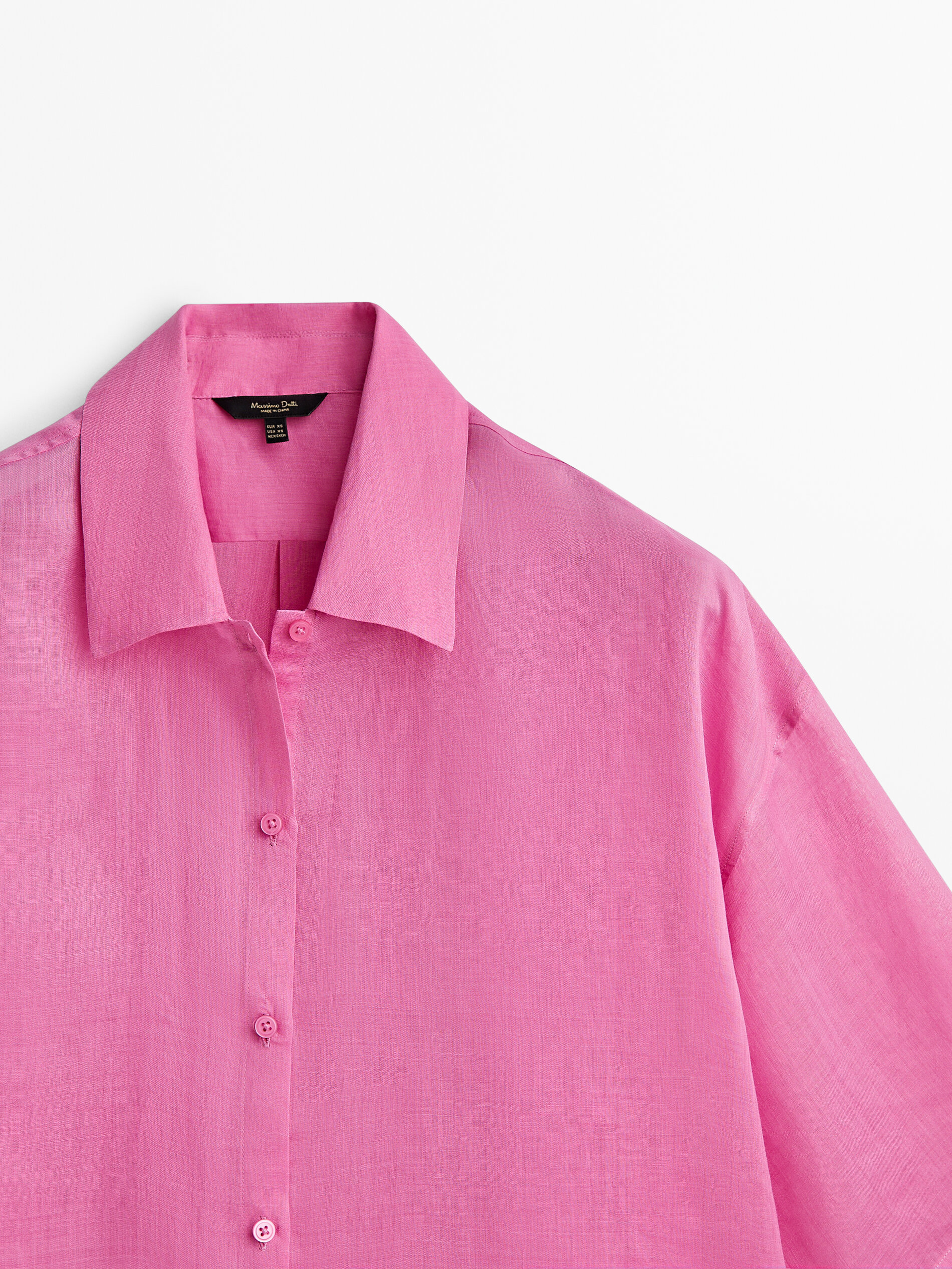 Camisa 100% ramio manga corta - ROSA