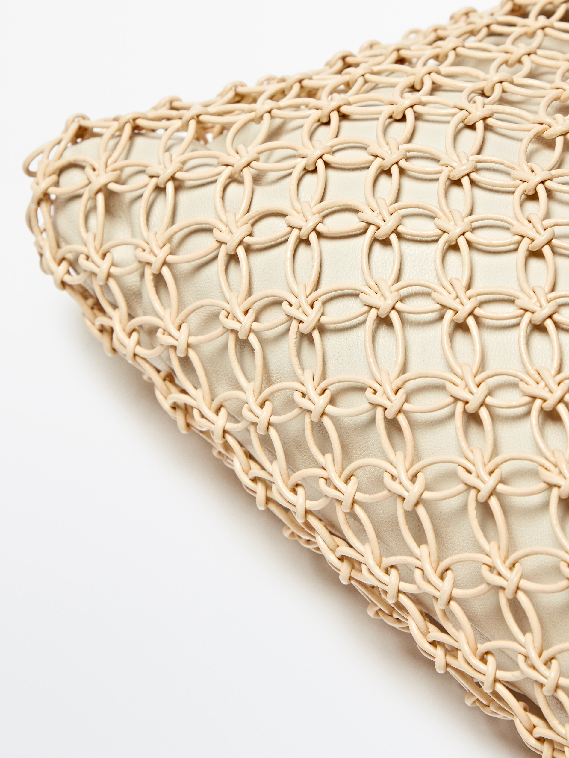 Bolso mini shopper trenzado tubular - BLANCO