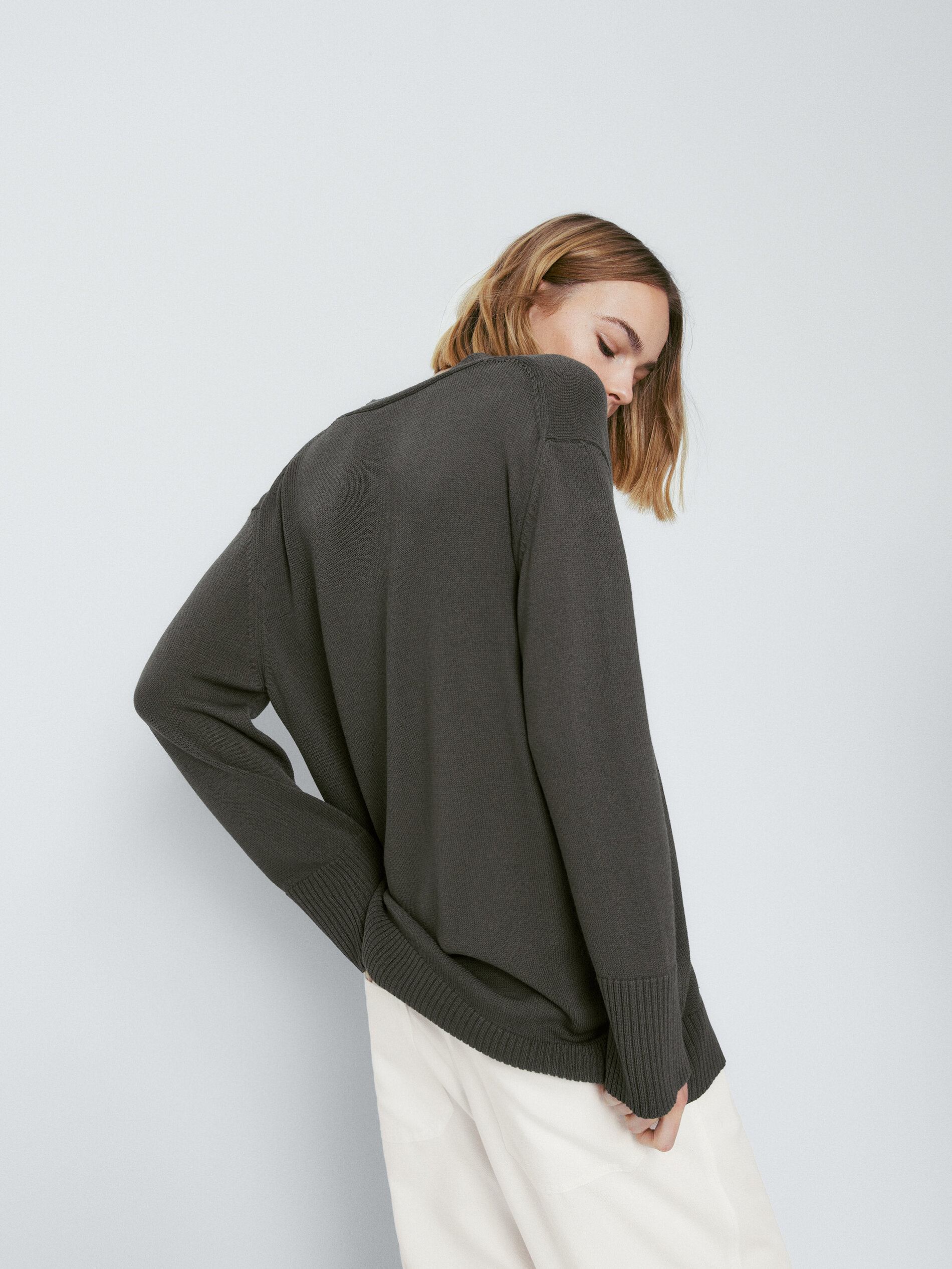 Cárdigan de punto botones - KAKI