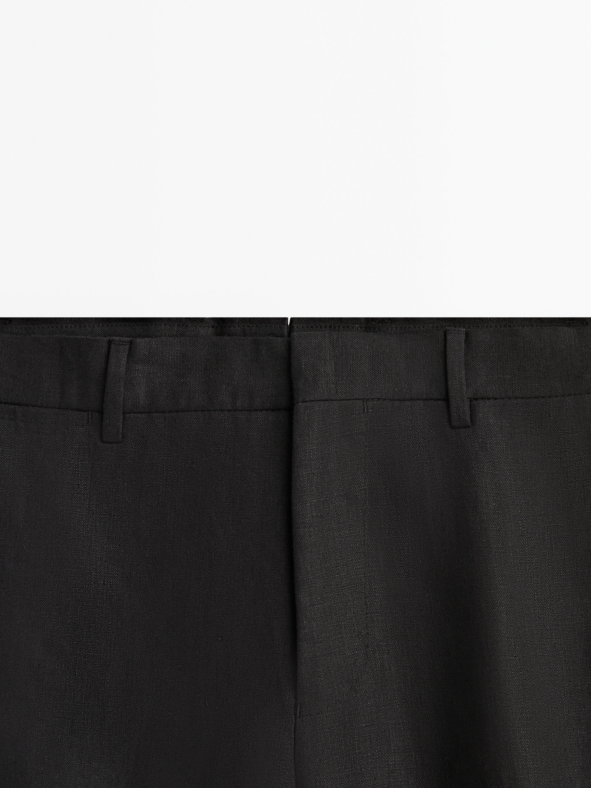 Pantalón traje negro lino - NEGRO