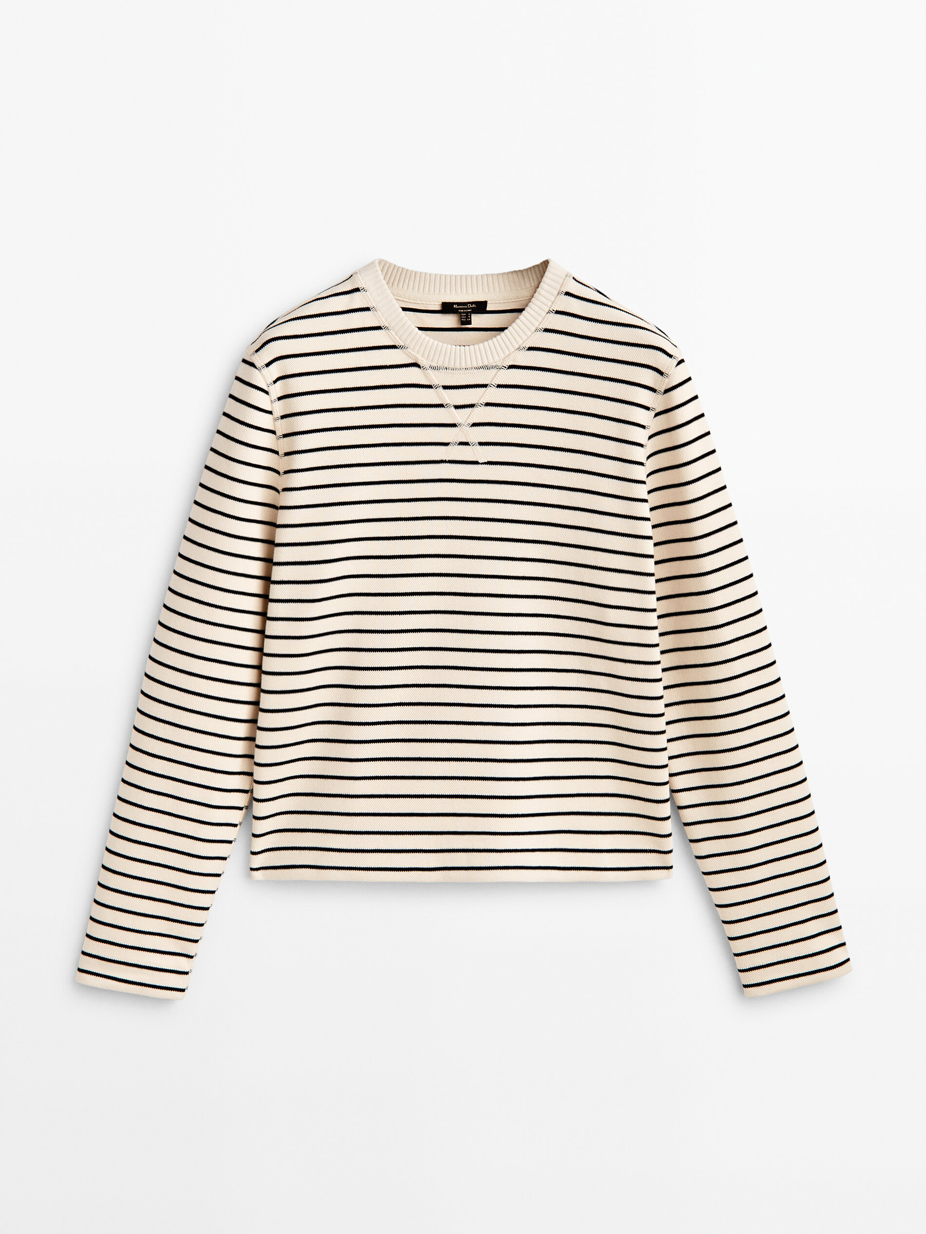 Sudadera rayas mezcla algodón - CRUDO