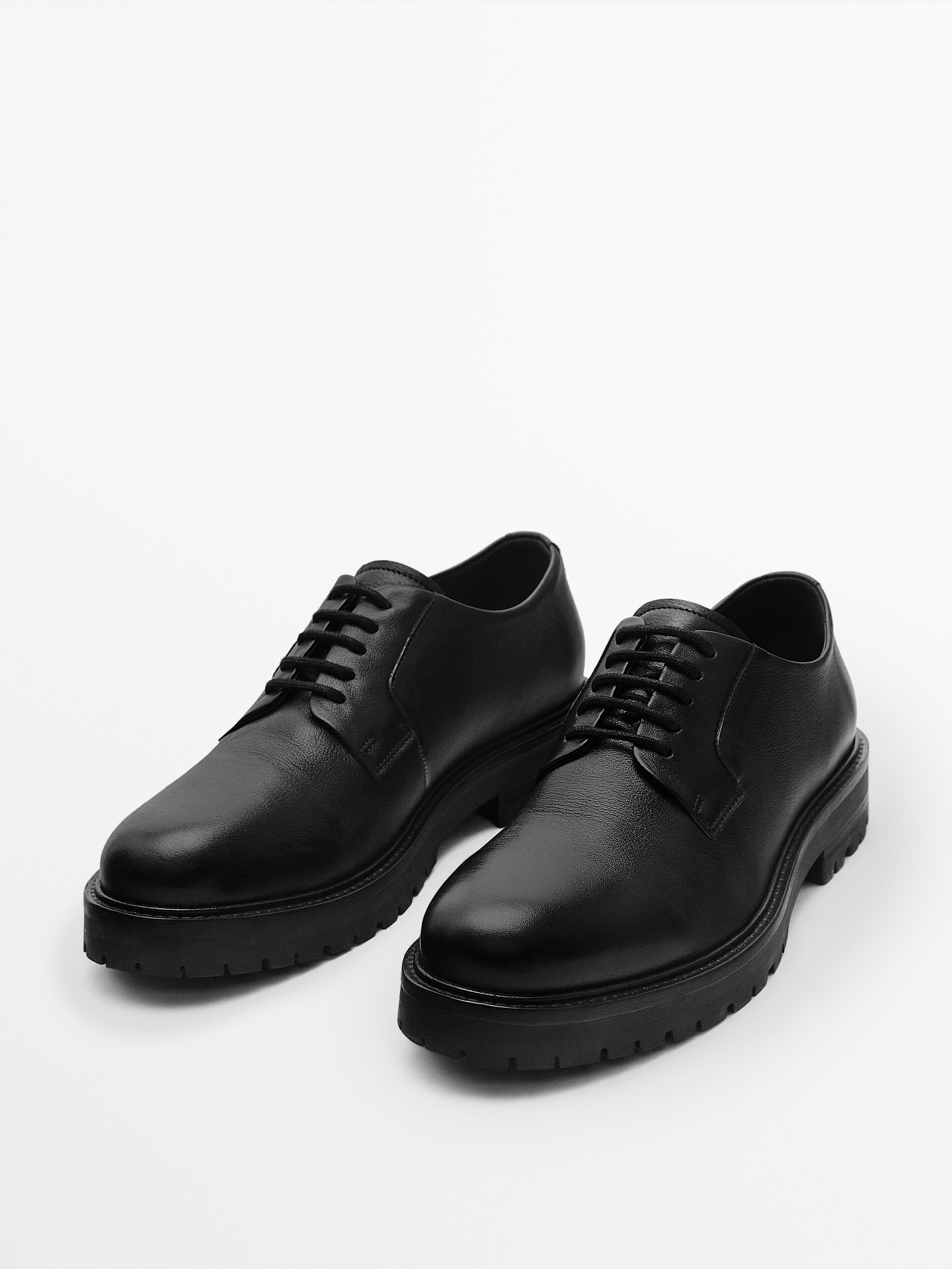 Zapato blucher piel napa negro - NEGRO