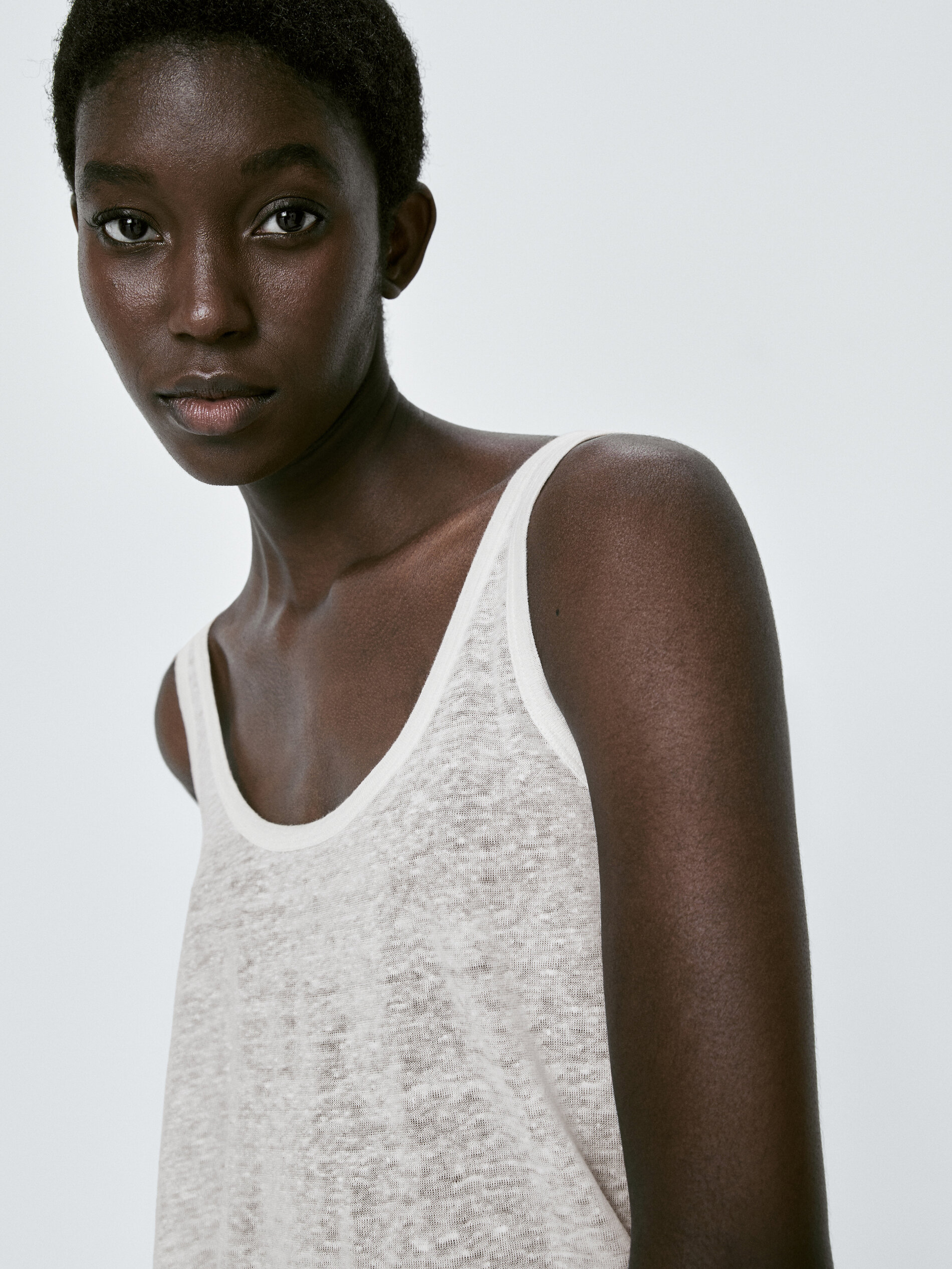 Camiseta lino tirantes - CRUDO