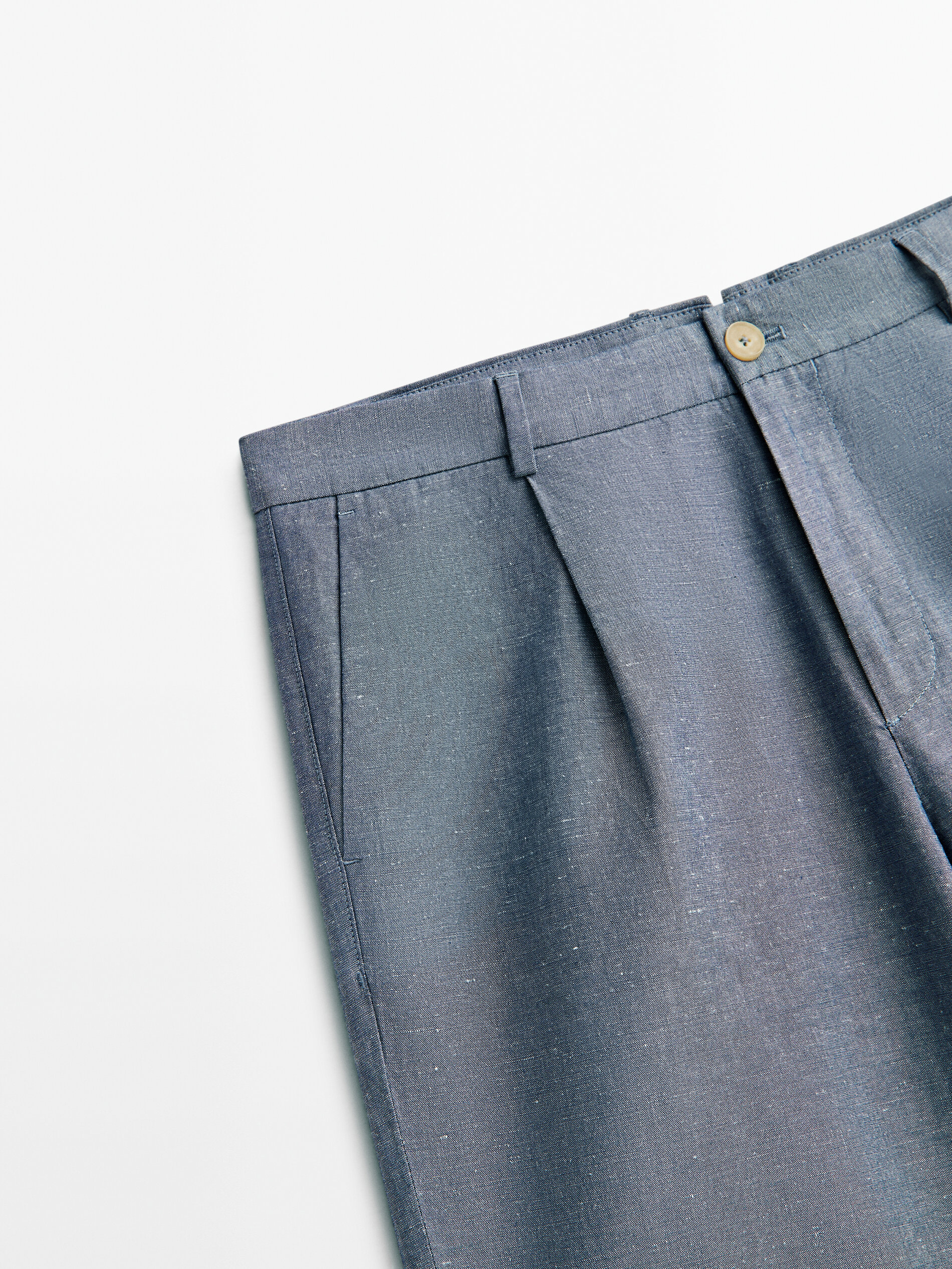 Bermuda pinzas mezcla algodón lino - INDIGO