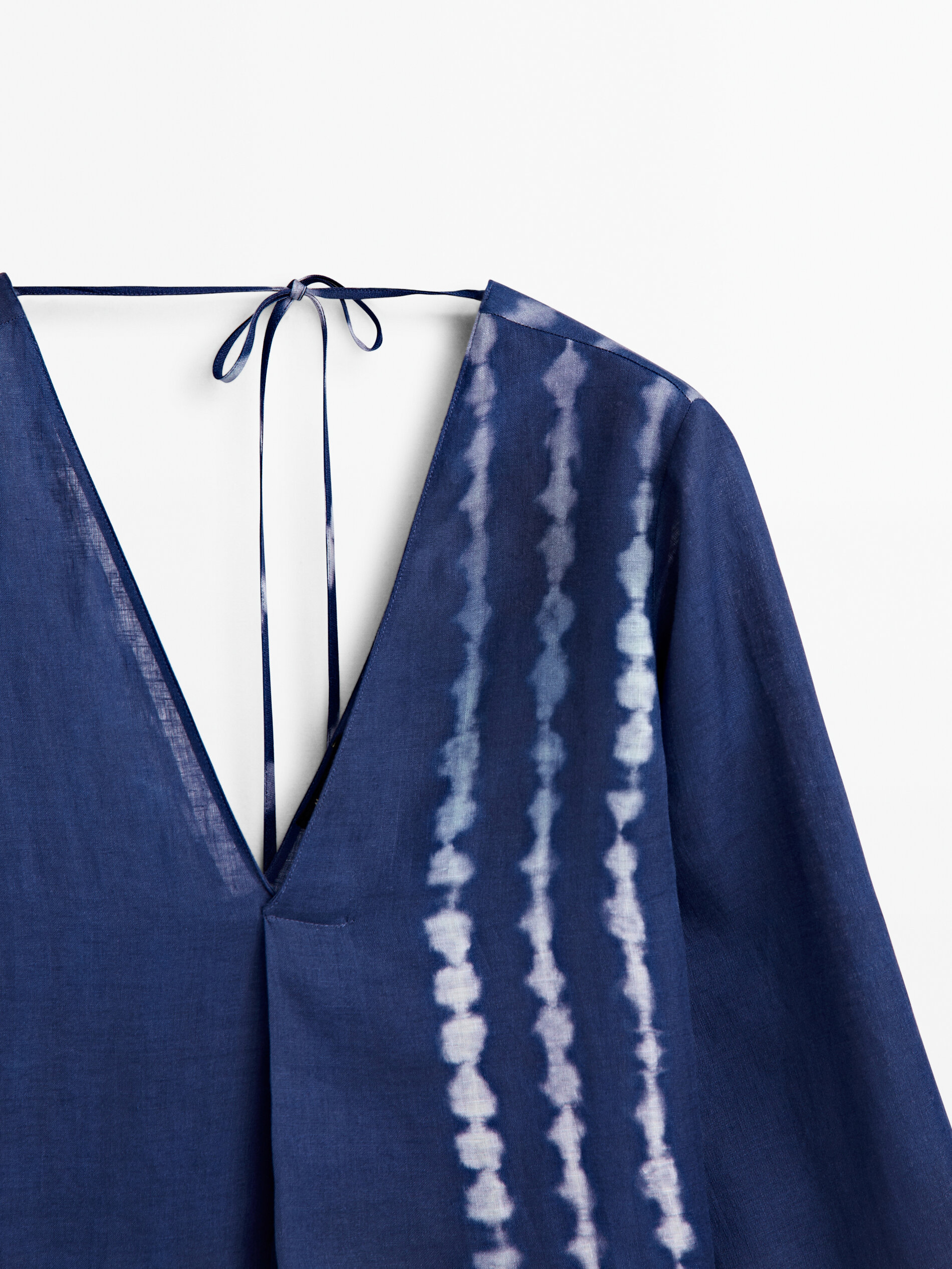 Kaftán 100% lino tie dye azul - Azul Claro