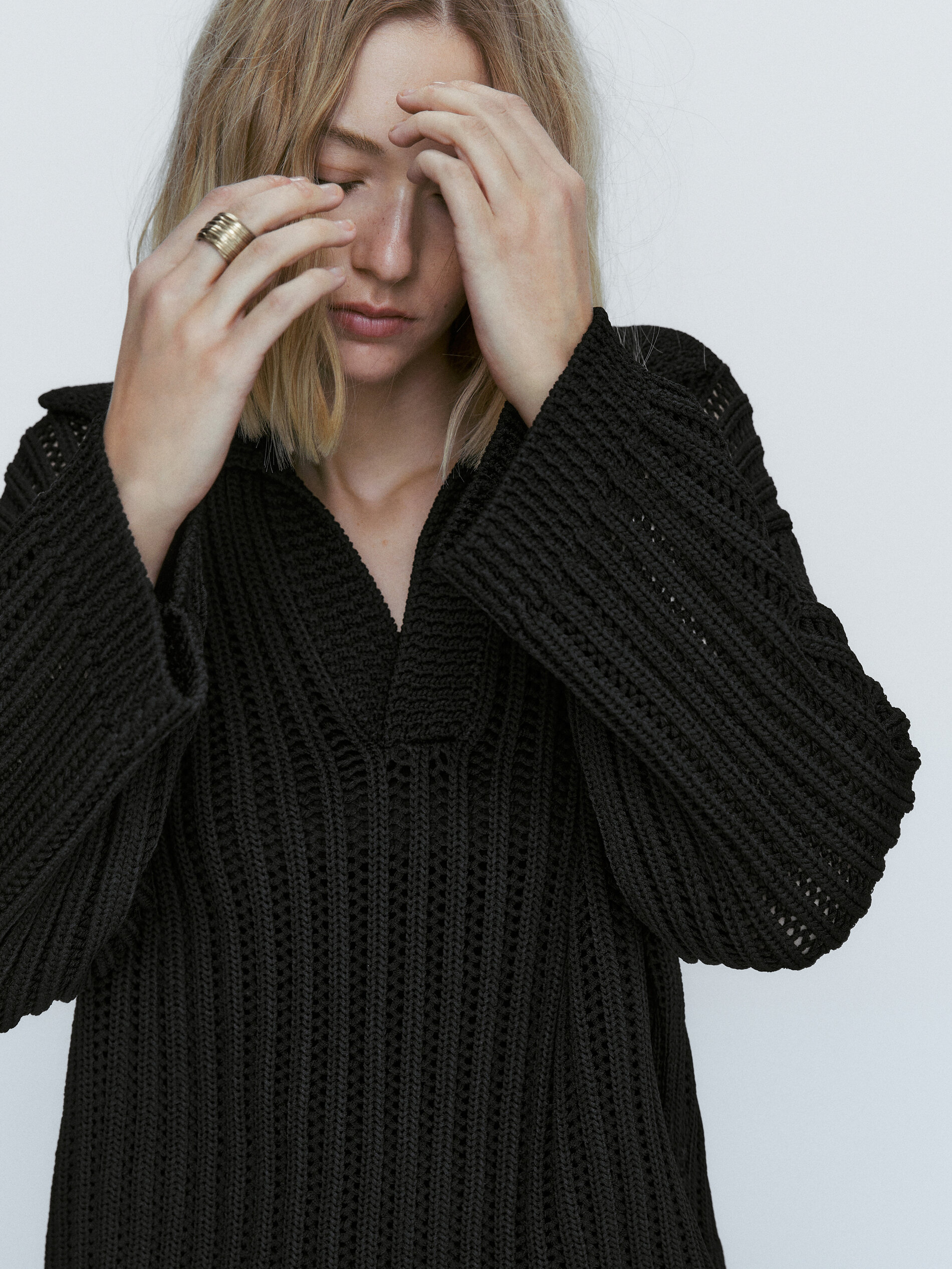 Jersey punto estructura cuello polo - NEGRO