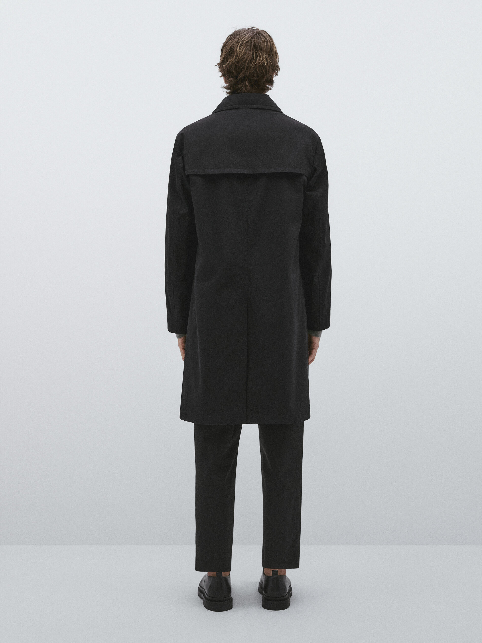 Chaqueta trench negra algodón -Studio - NEGRO