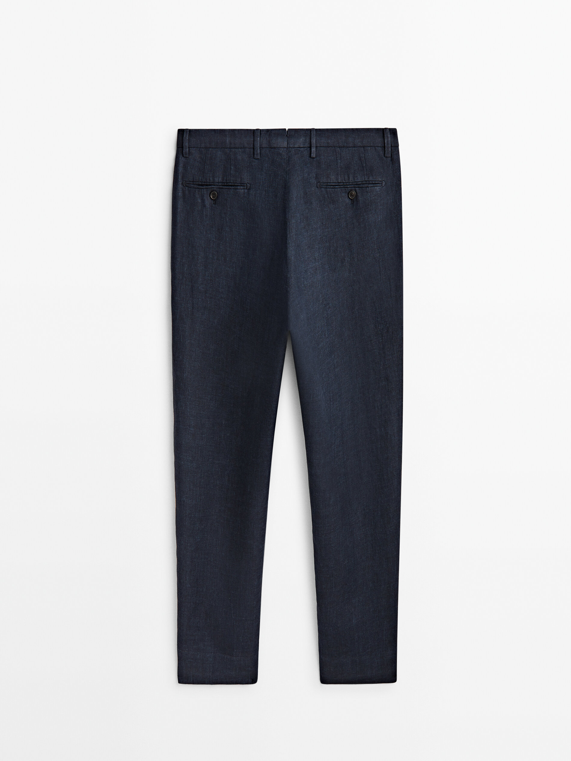 Pantalón traje lino sarga azul marino - AZUL MARINO