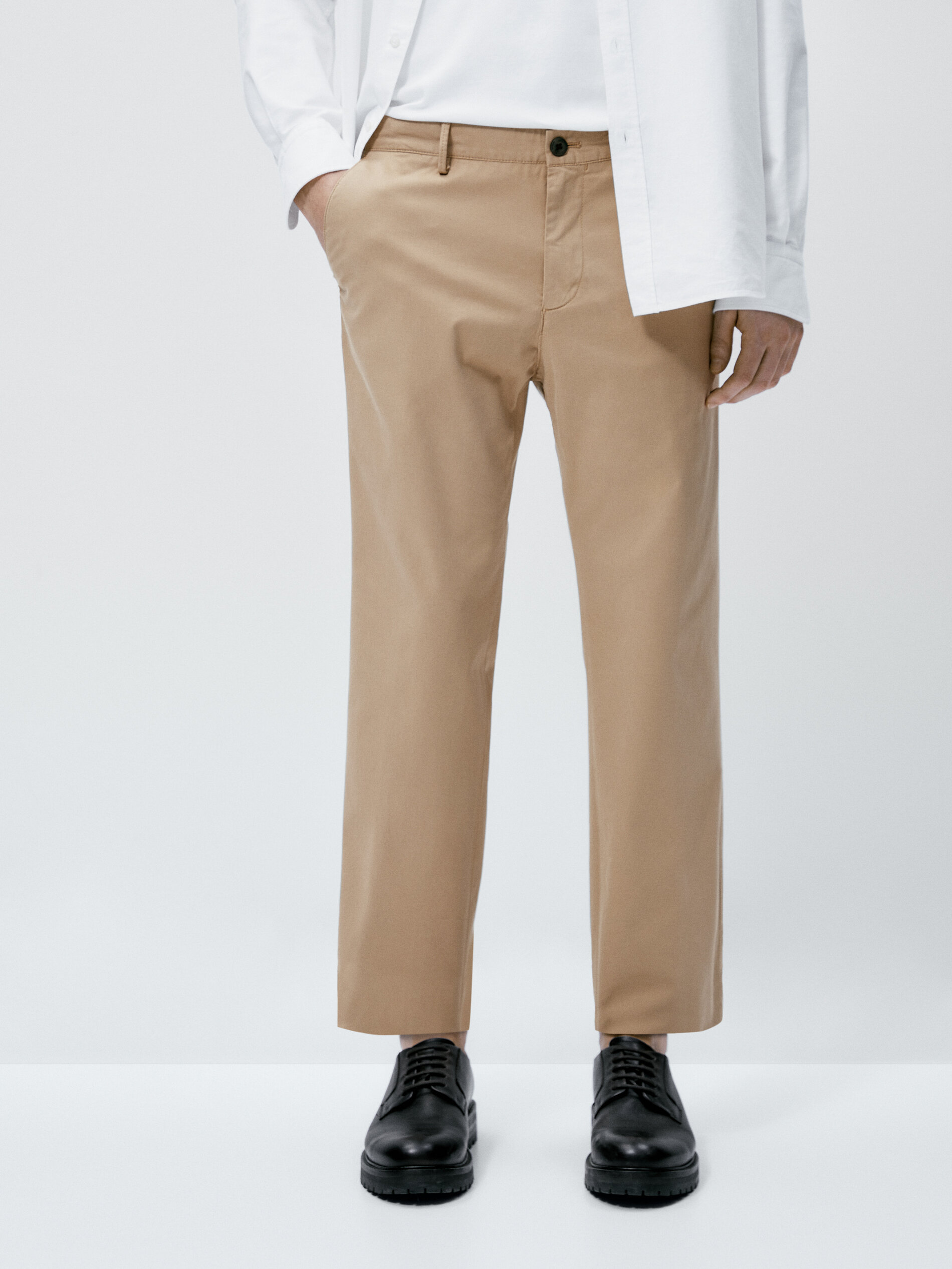 Pantalón chino regular fit algodón - BEIGE